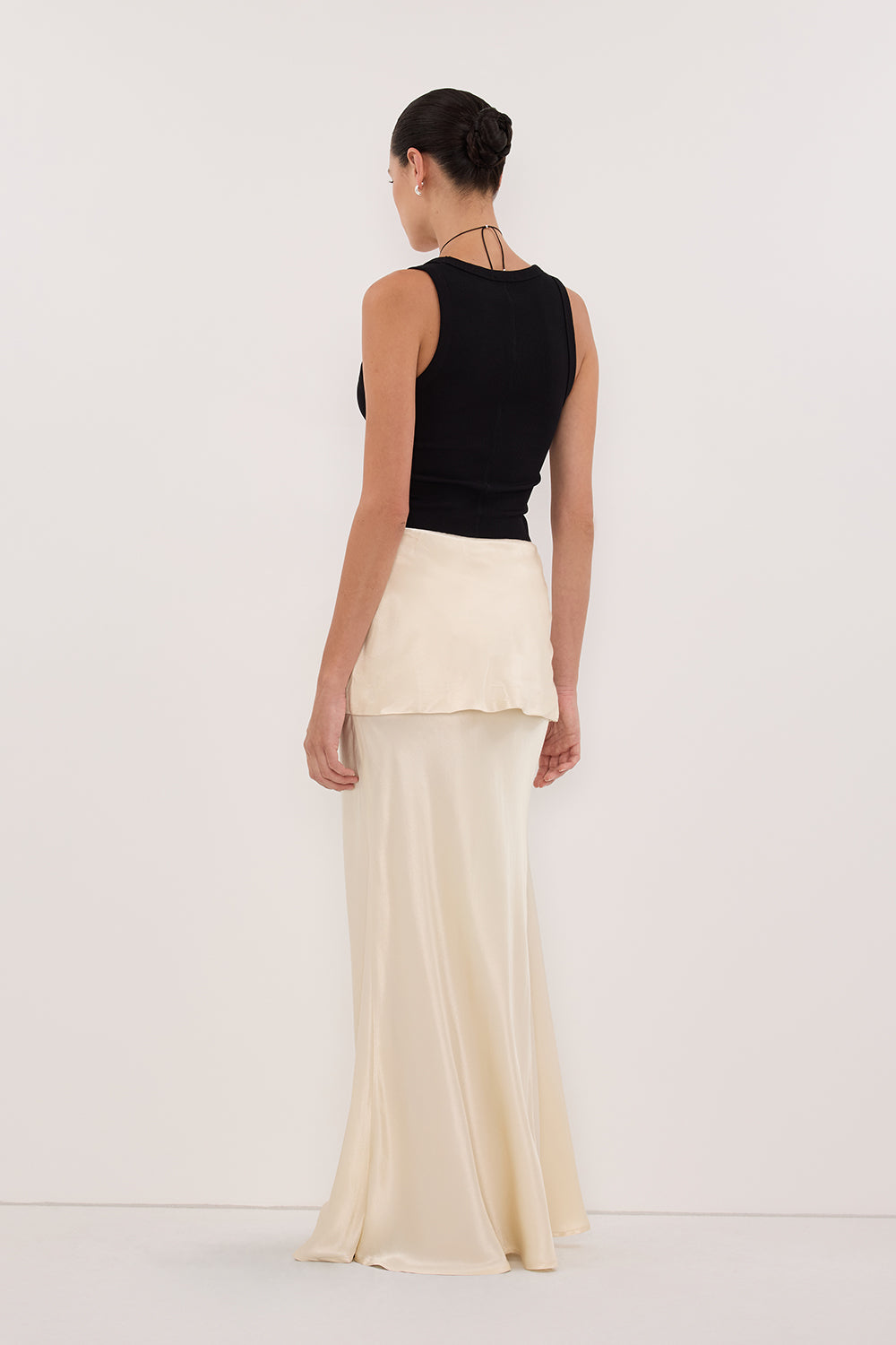 JELENA CREAM SATIN OVERLAY MAXI SKIRT