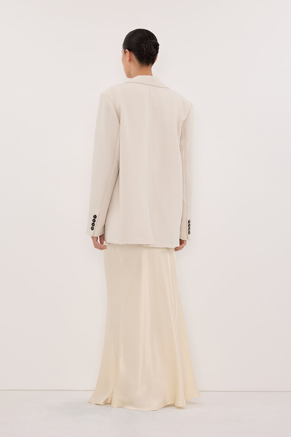 JELENA CREAM SATIN OVERLAY MAXI SKIRT