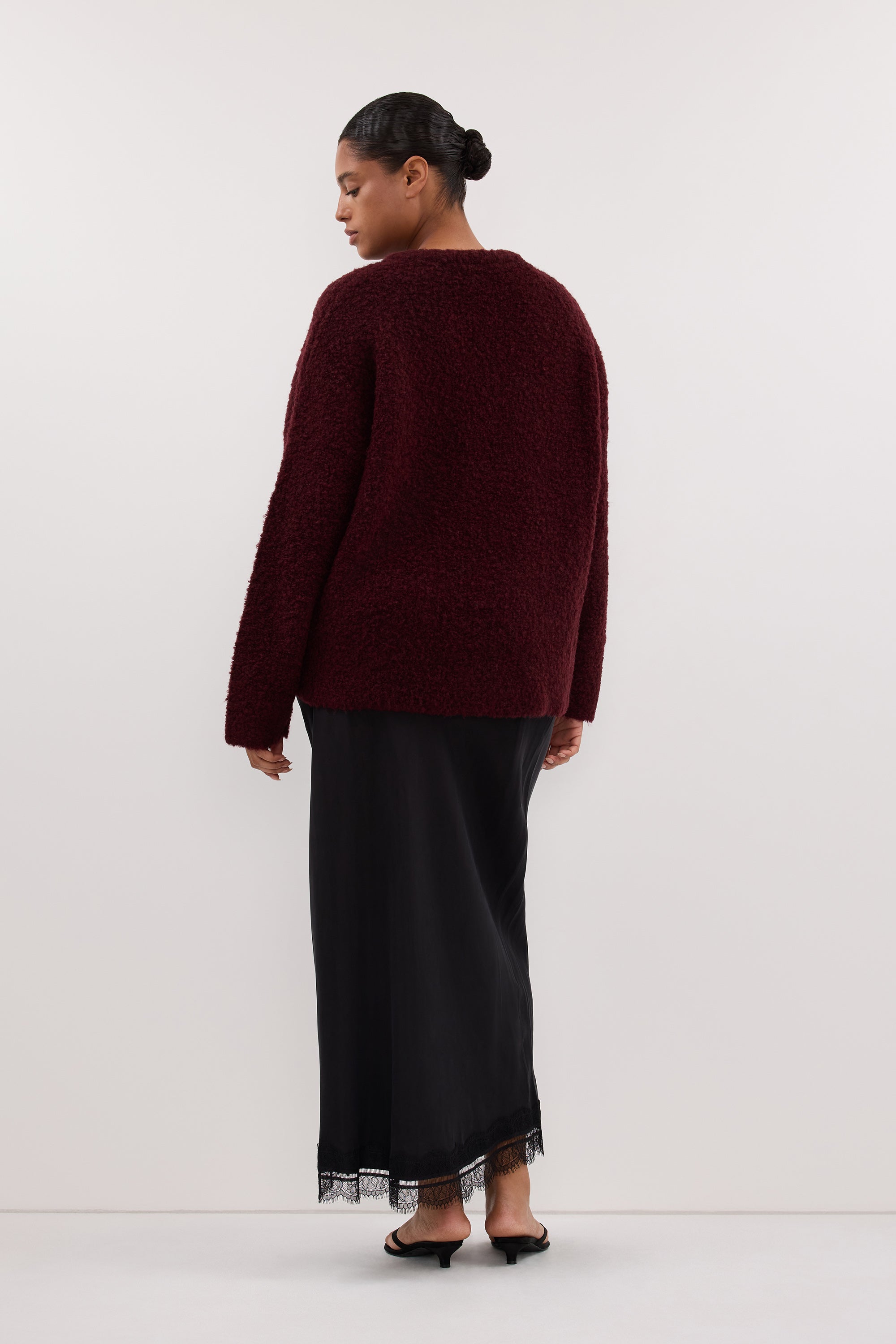 ANDREA BLACK CUPRO MIDI SKIRT