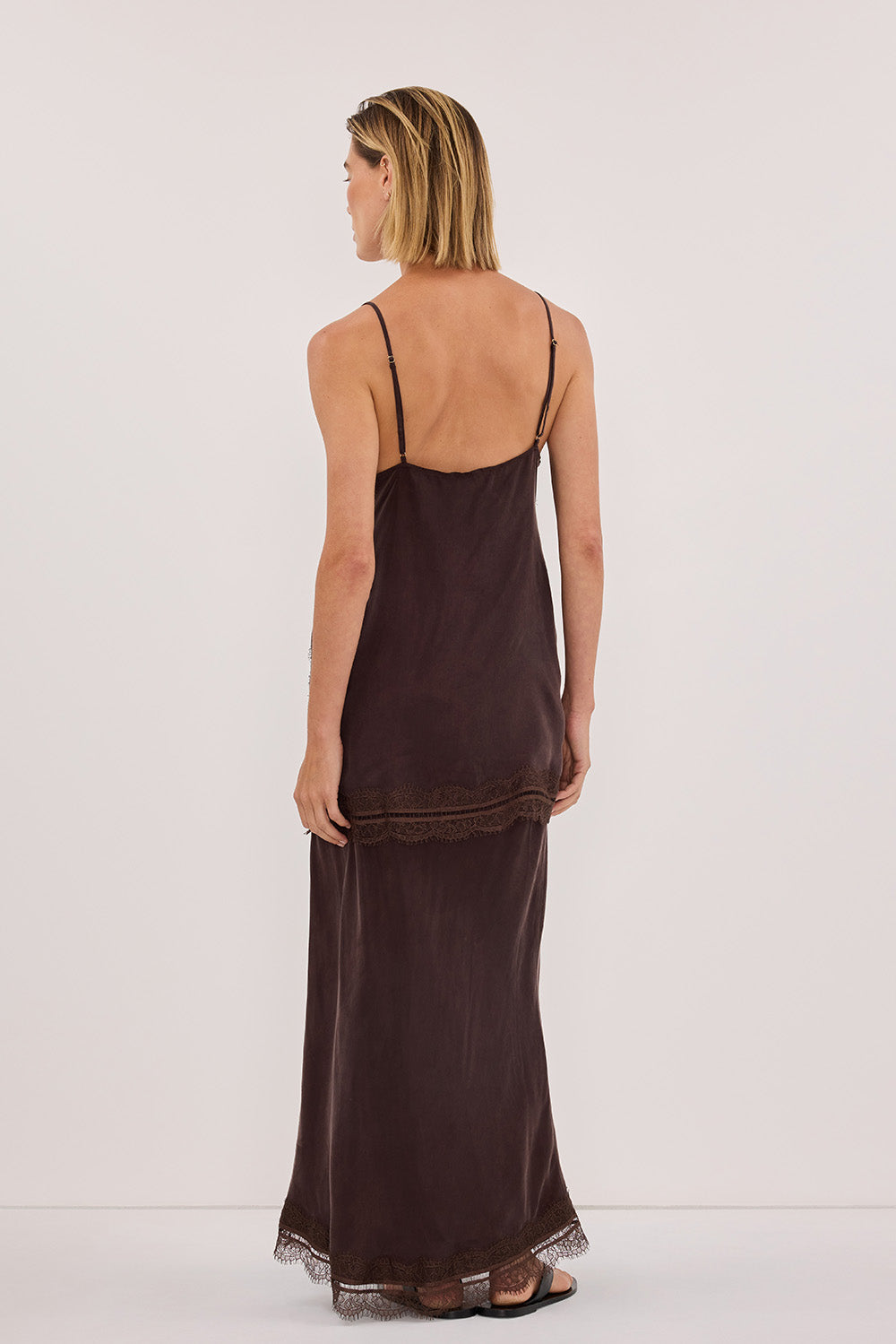 ANDREA PLUM CHOC CUPRO MIDI SKIRT