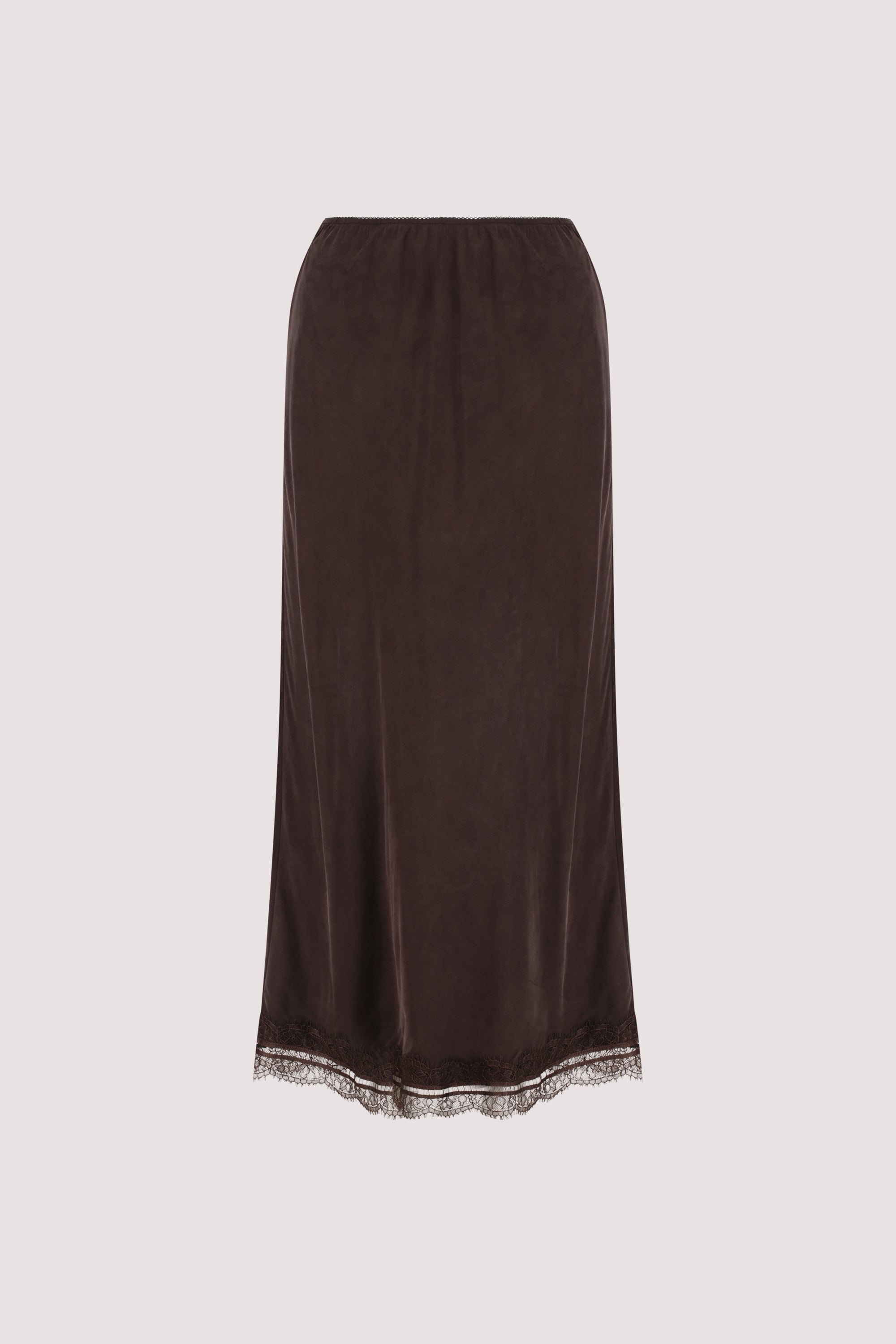 ANDREA PLUM CHOC CUPRO MIDI SKIRT