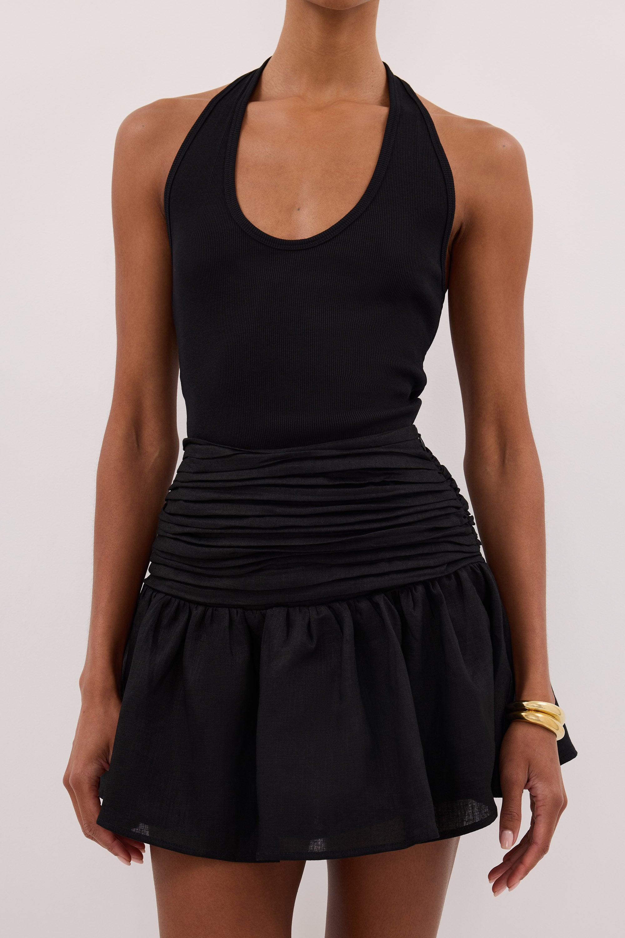 CATANIA BLACK LINEN MINI SKIRT