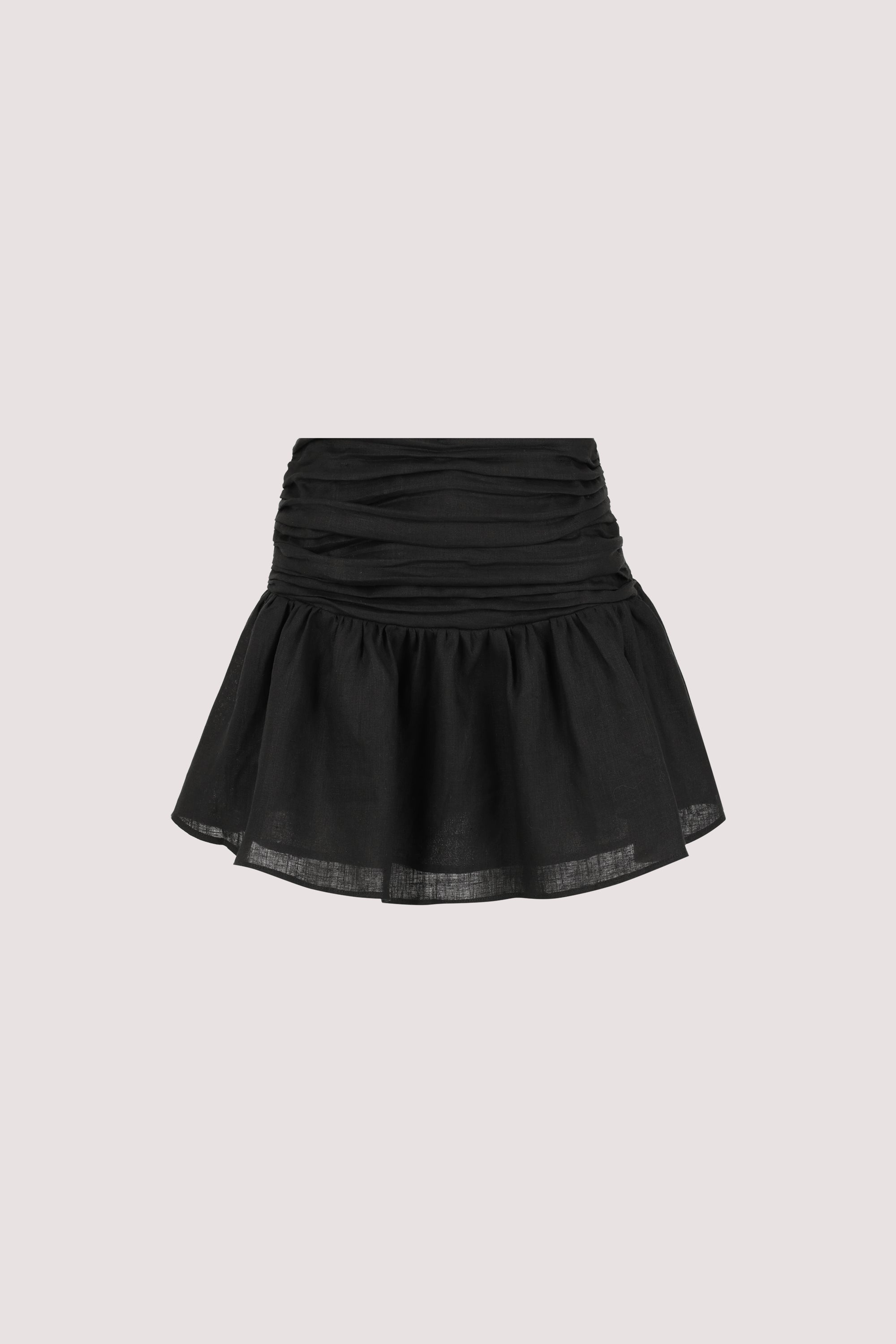 CATANIA BLACK LINEN MINI SKIRT