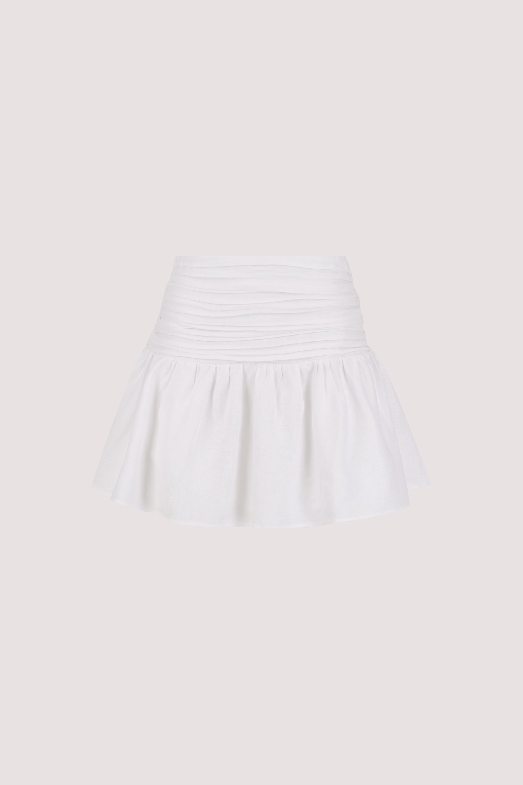 CATANIA WHITE LINEN MINI SKIRT