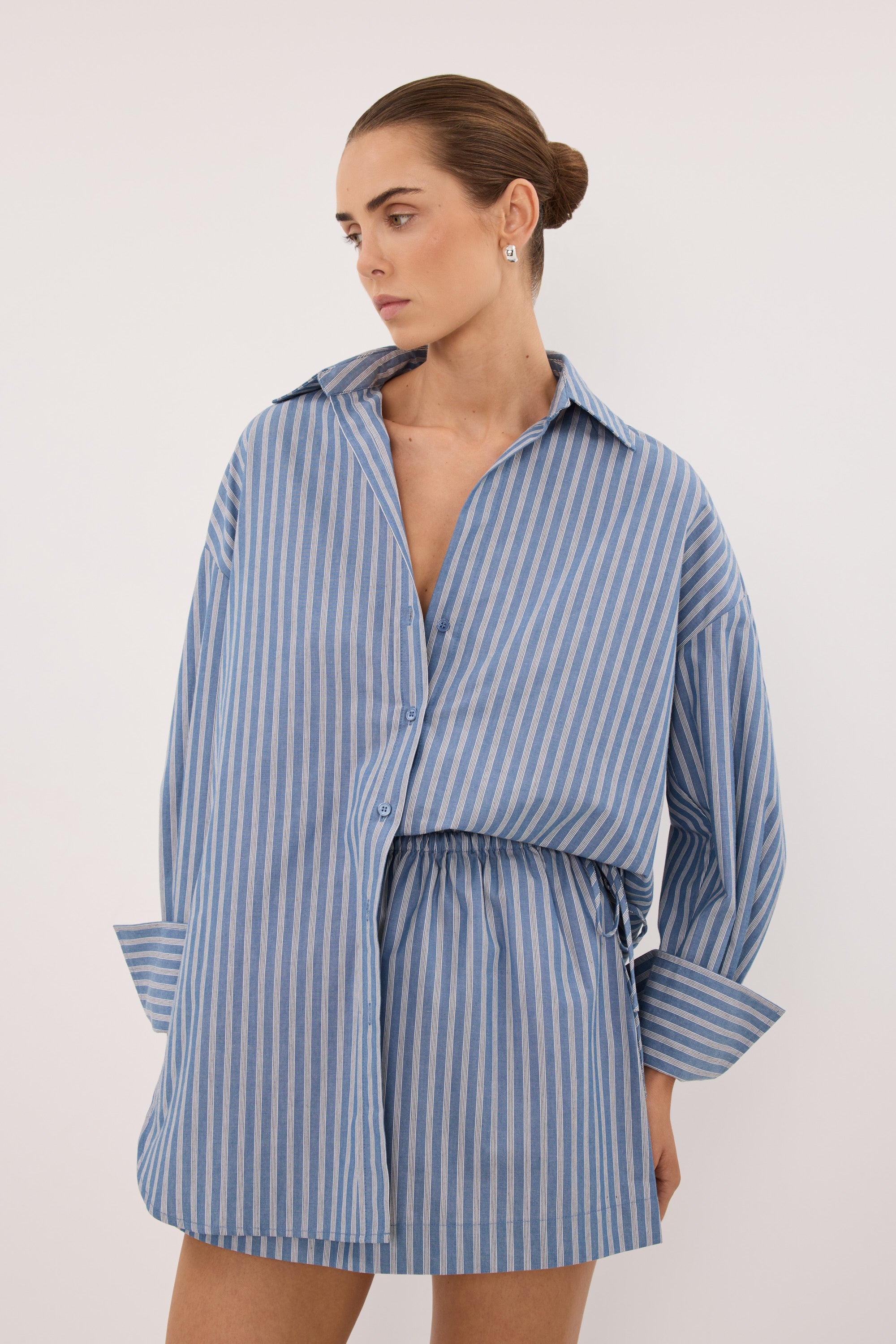 GRACIE BLUE STRIPE MINI SKIRT 