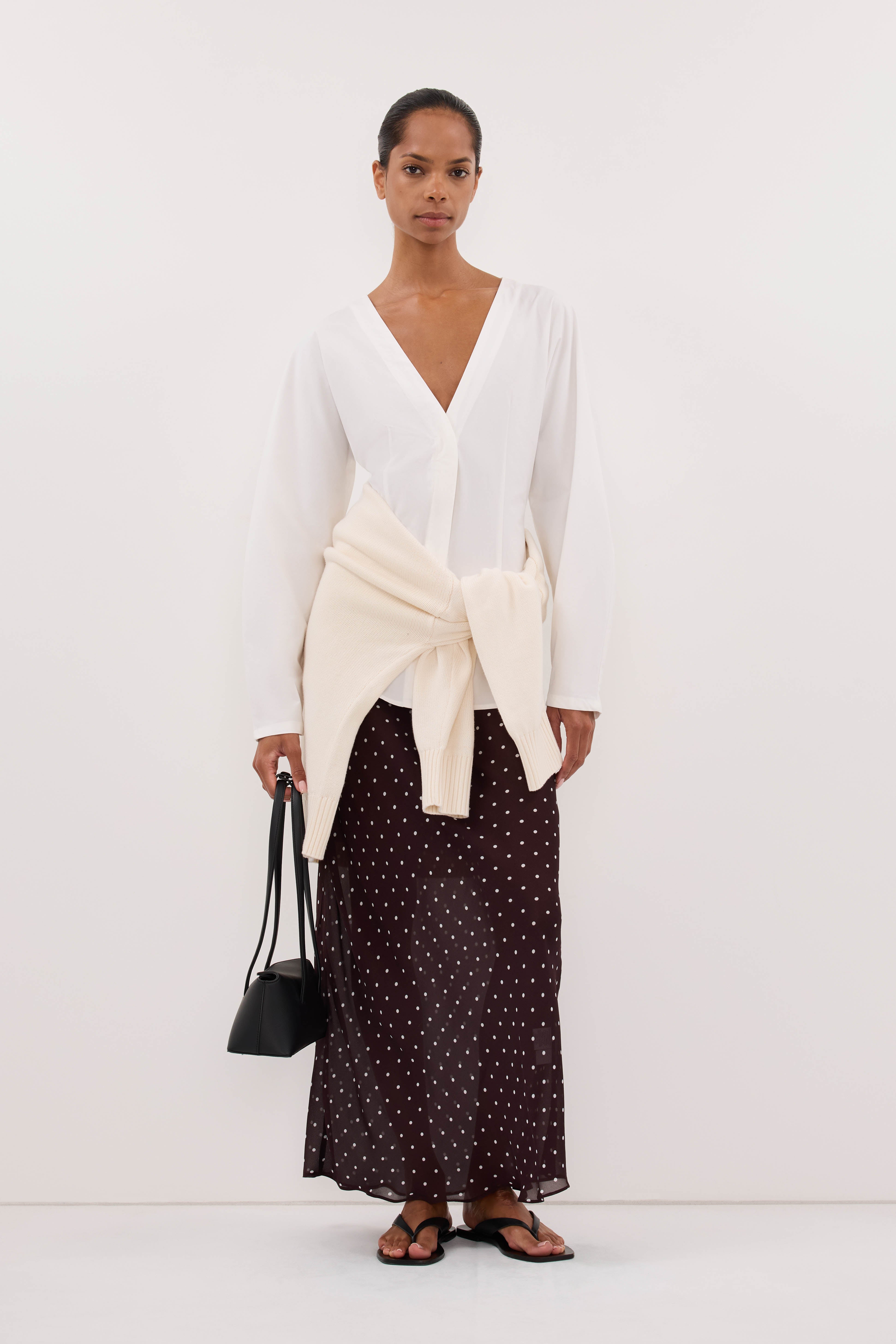 VANESSA B.CHOC SHEER GGT MIDI SKIRT – DISSH