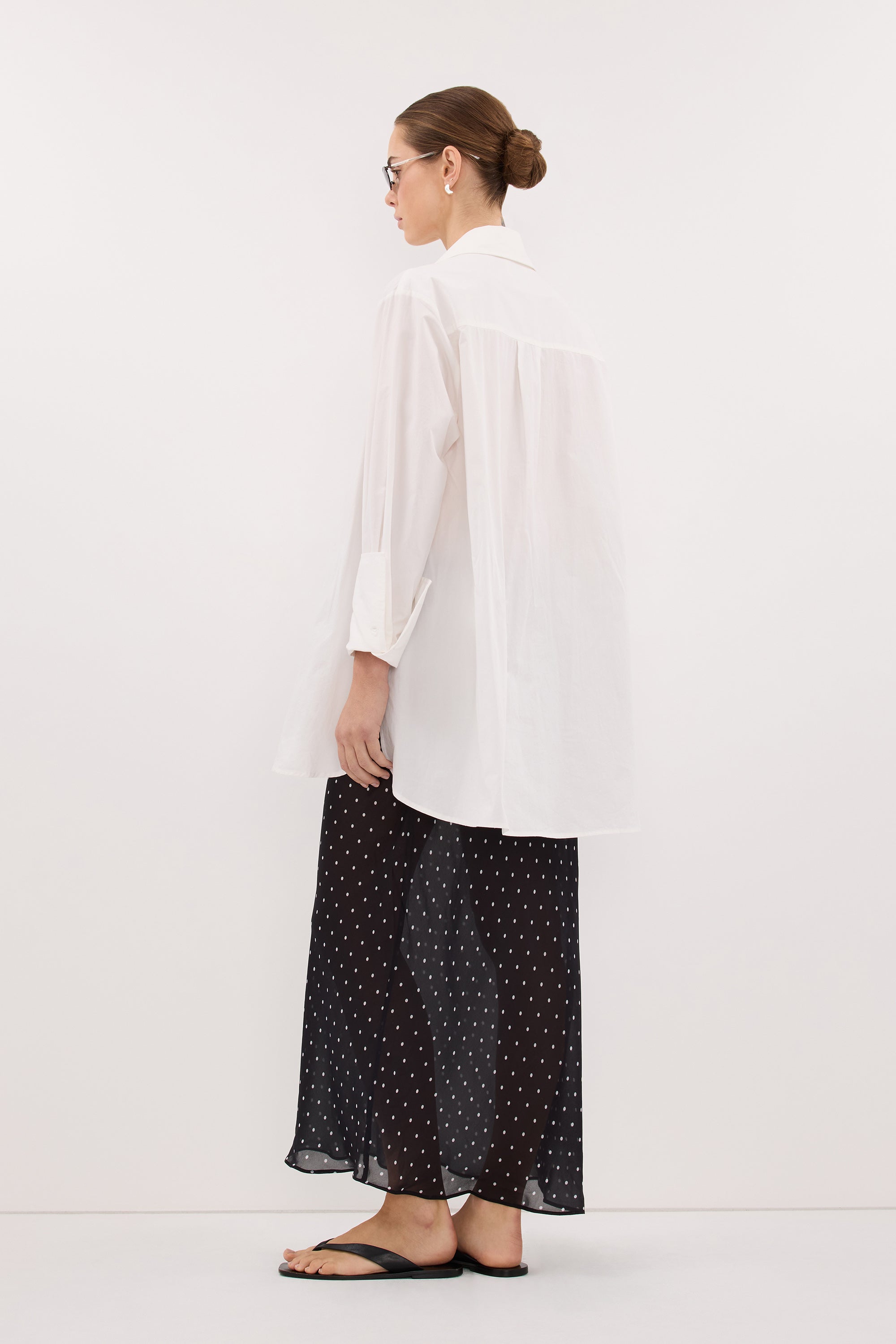 VANESSA BLACK SHEER SPOT MIDI SKIRT