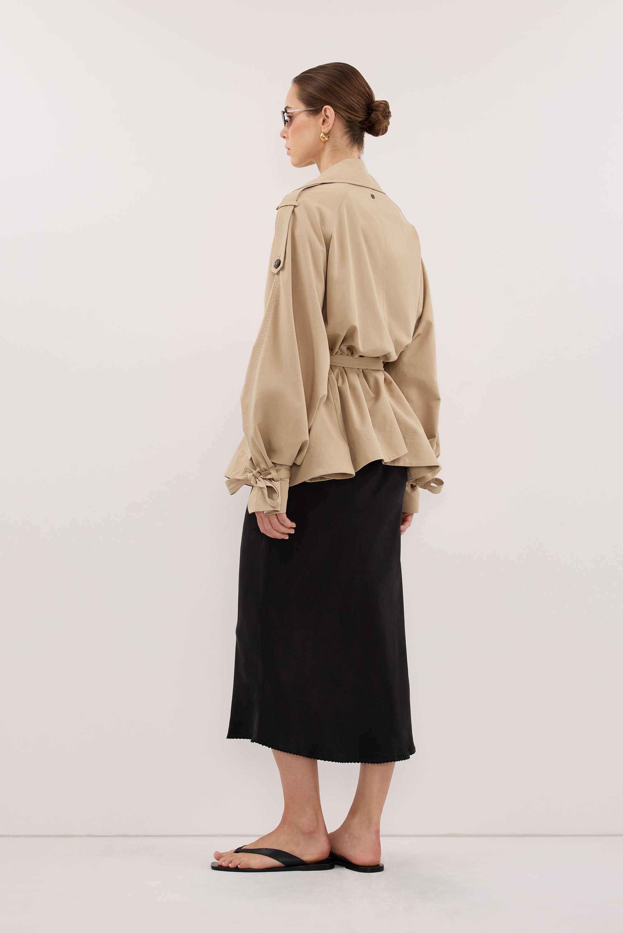 ARELIA BLACK CUPRO MIDI SKIRT