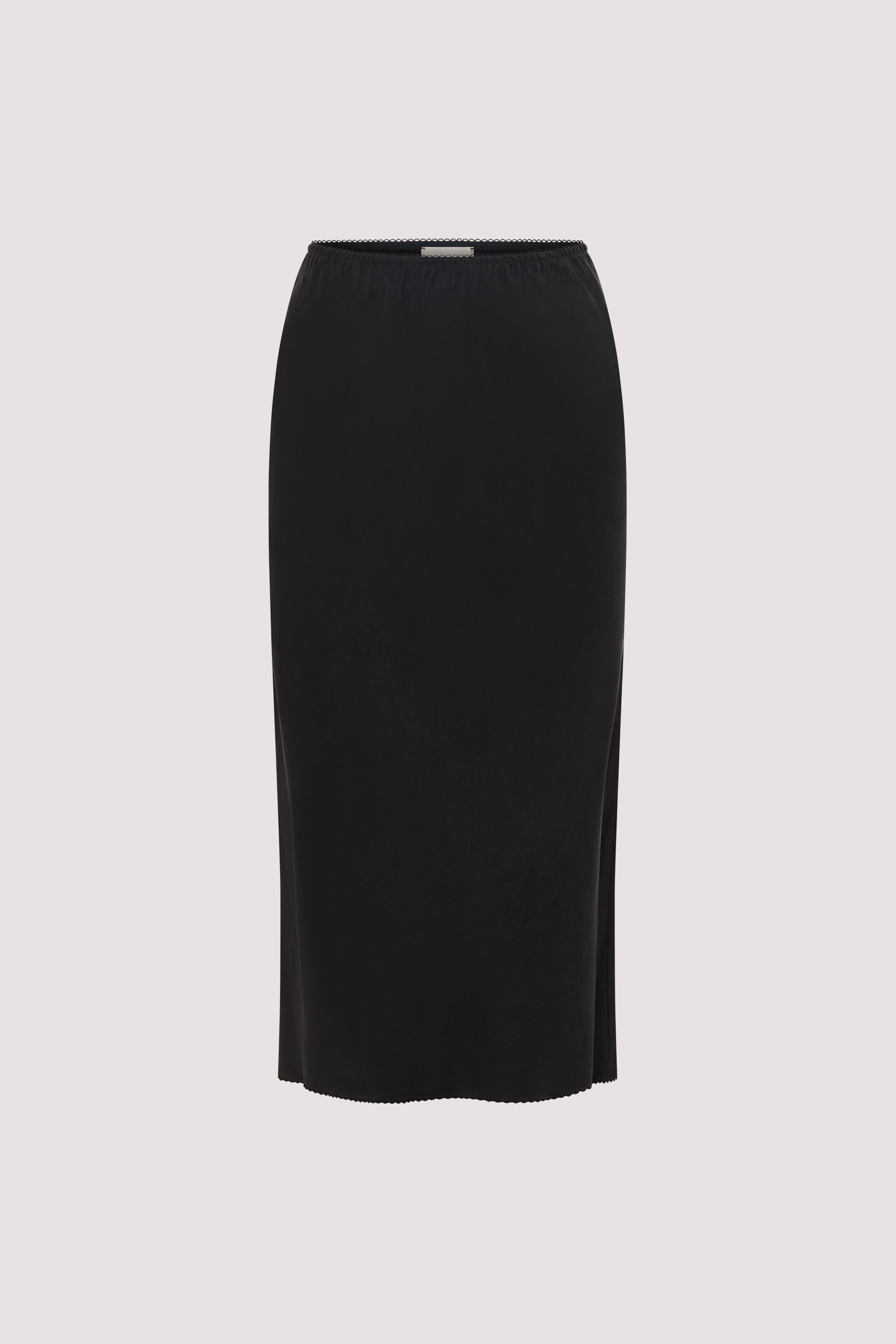 ARELIA BLACK CUPRO MIDI SKIRT