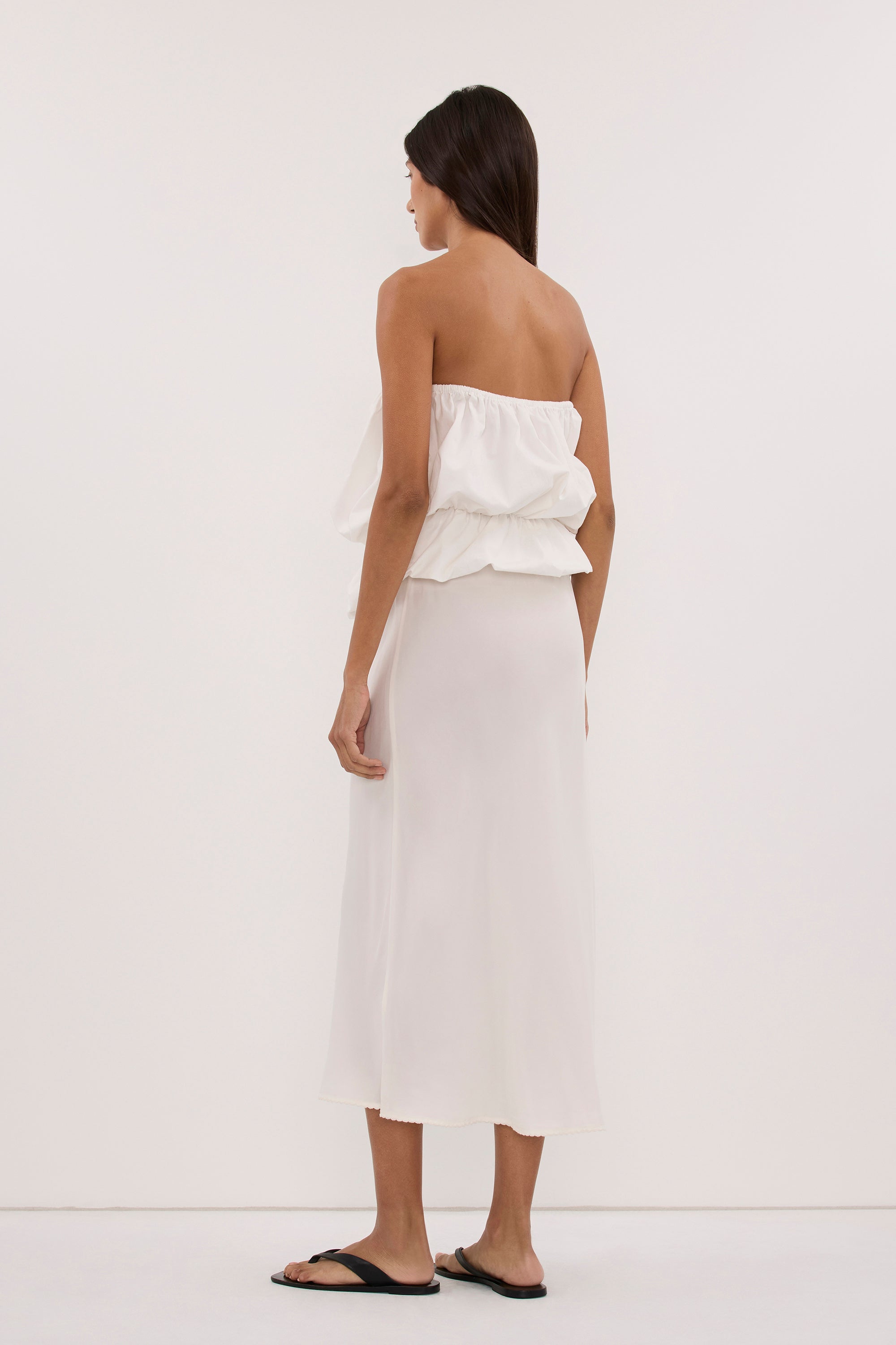 ARELIA WHITE CUPRO MIDI SKIRT