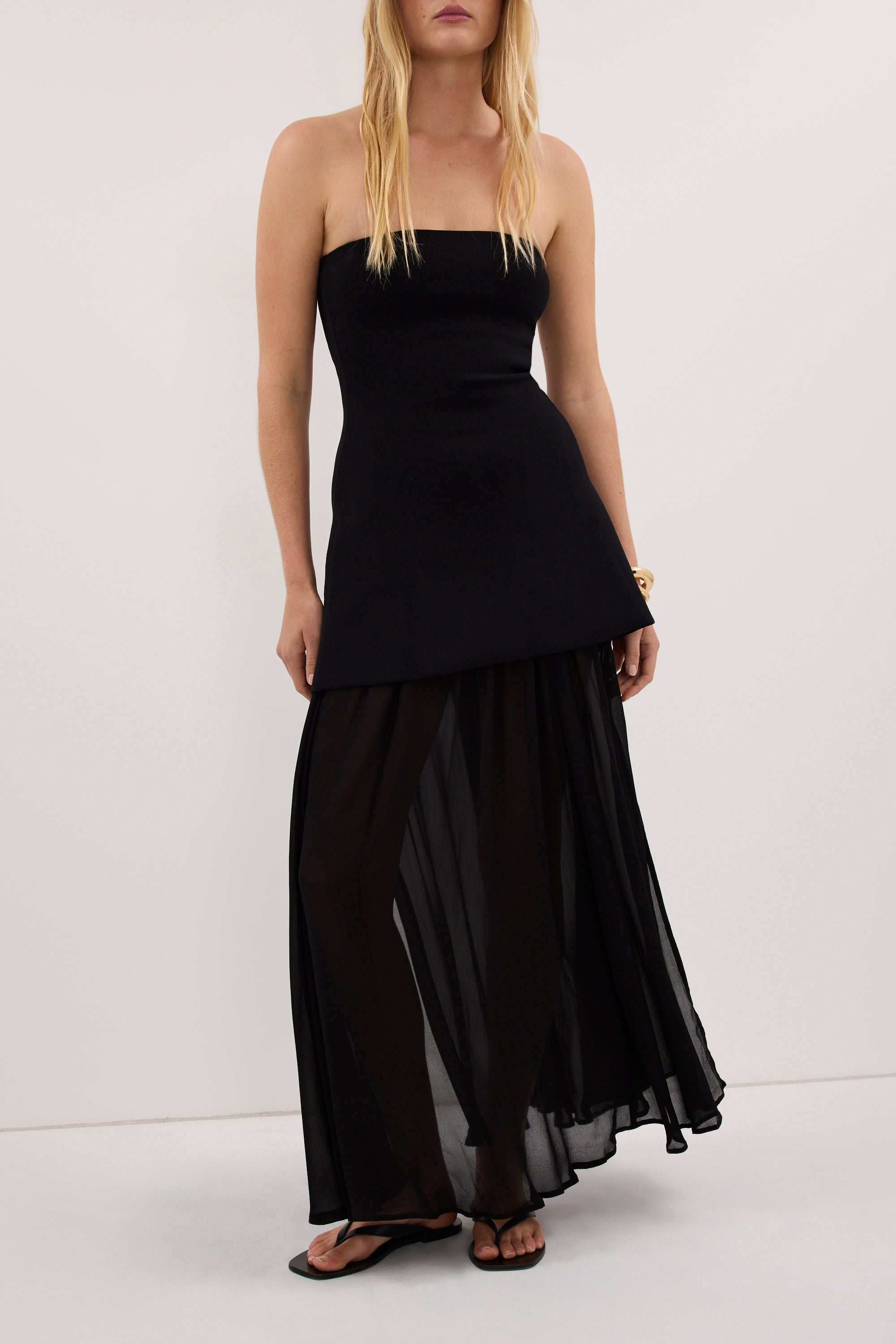 CORALIE BLACK SHEER MIDI SKIRT