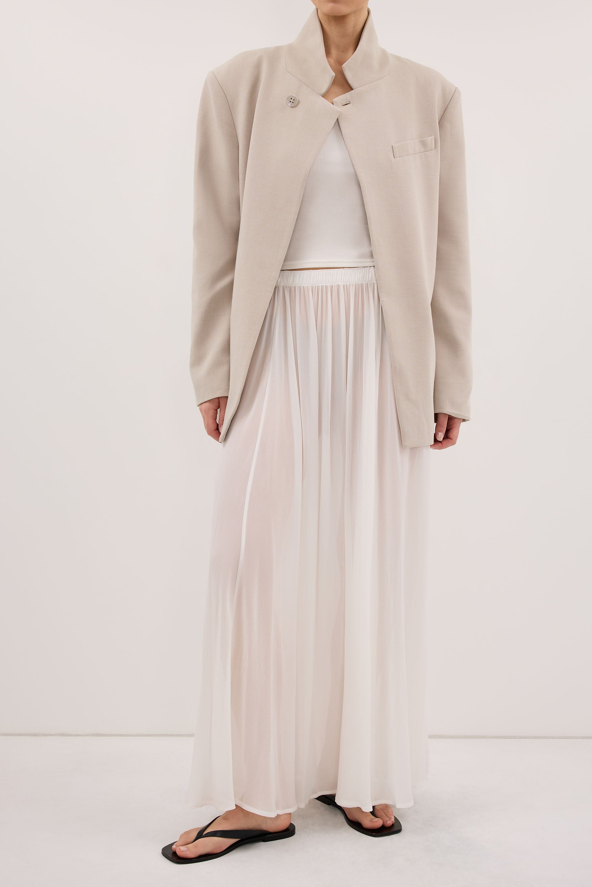 CORALIE OFF WHITE SHEER MIDI SKIRT