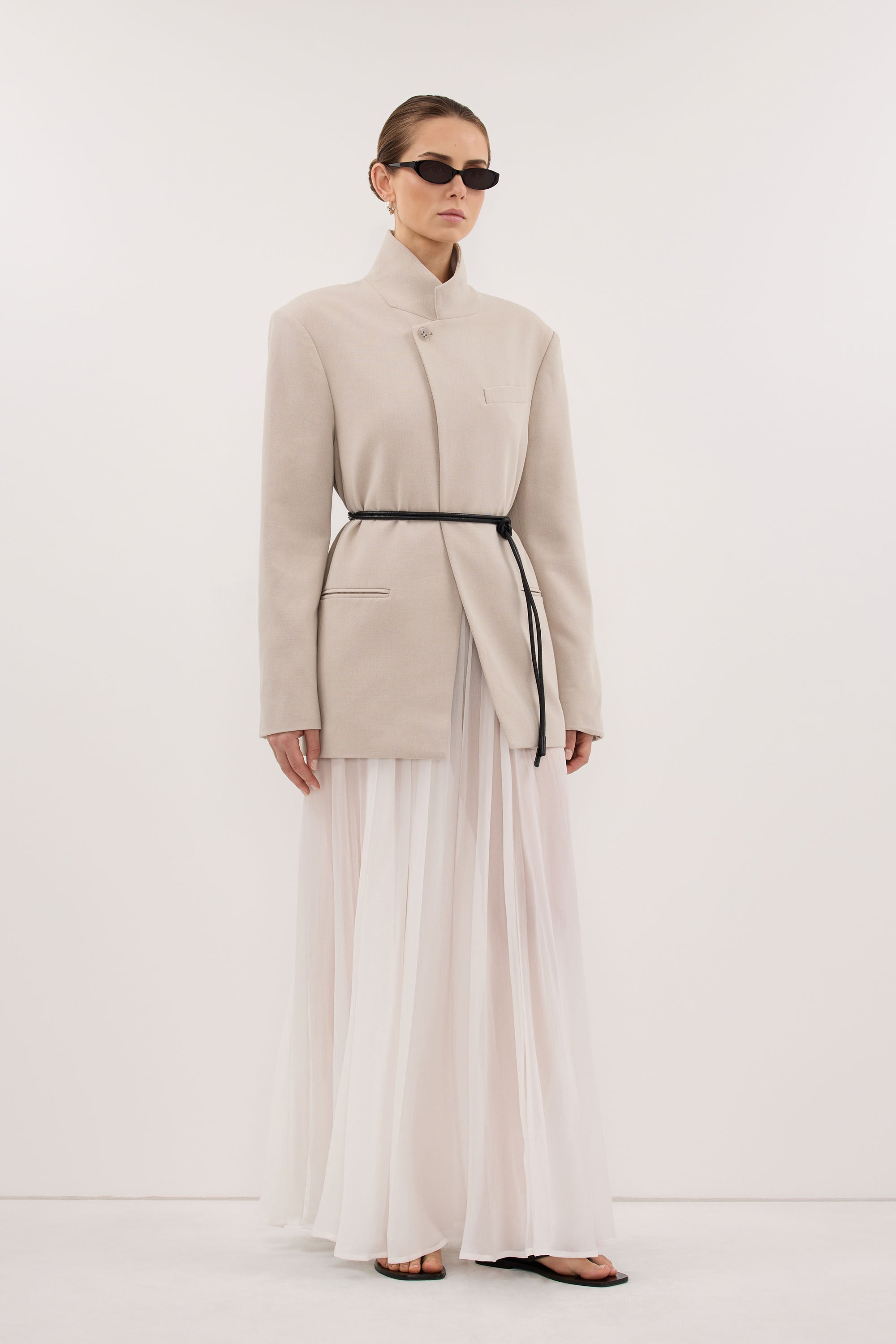 CORALIE OFF WHITE SHEER MIDI SKIRT