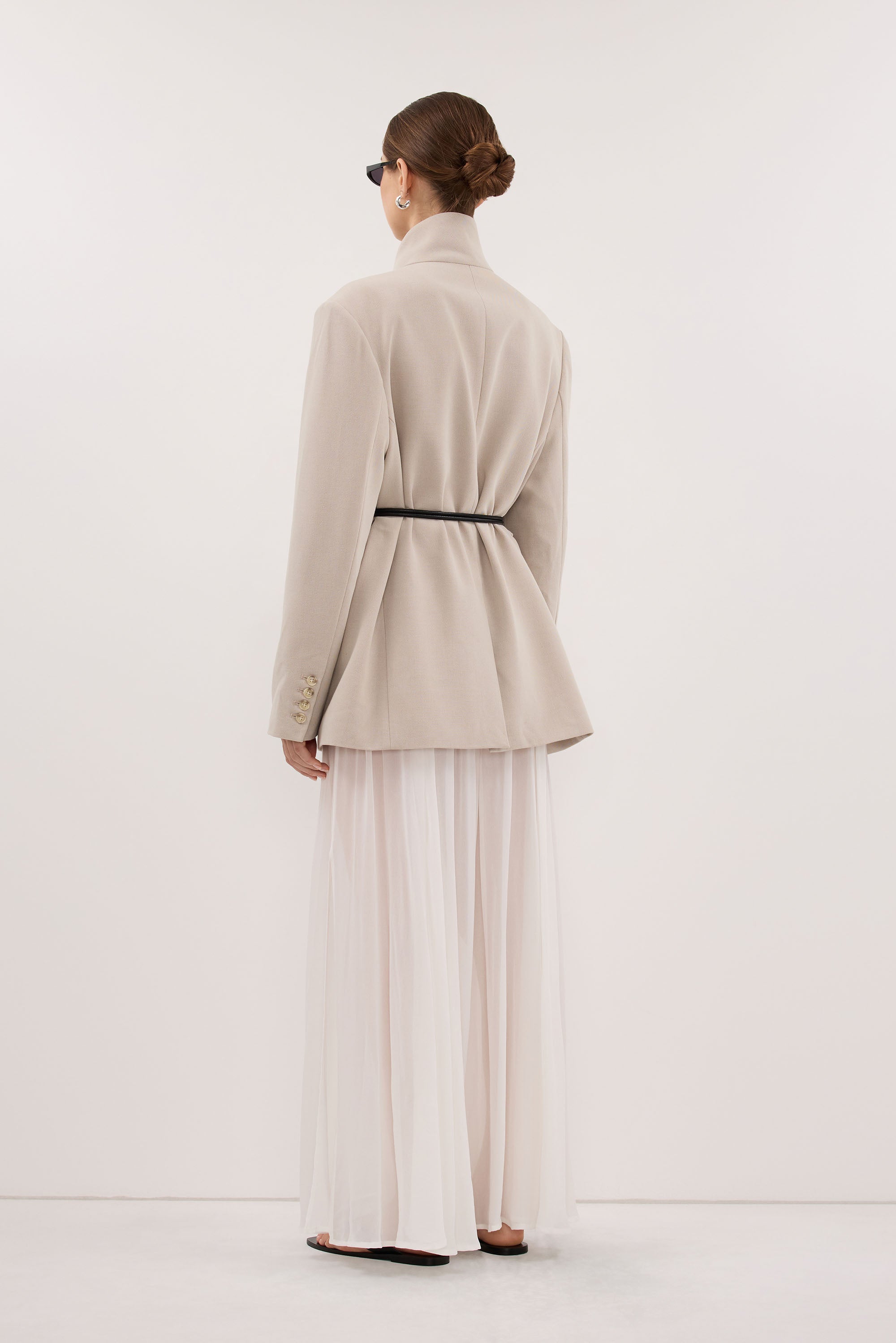 CORALIE OFF WHITE SHEER MIDI SKIRT