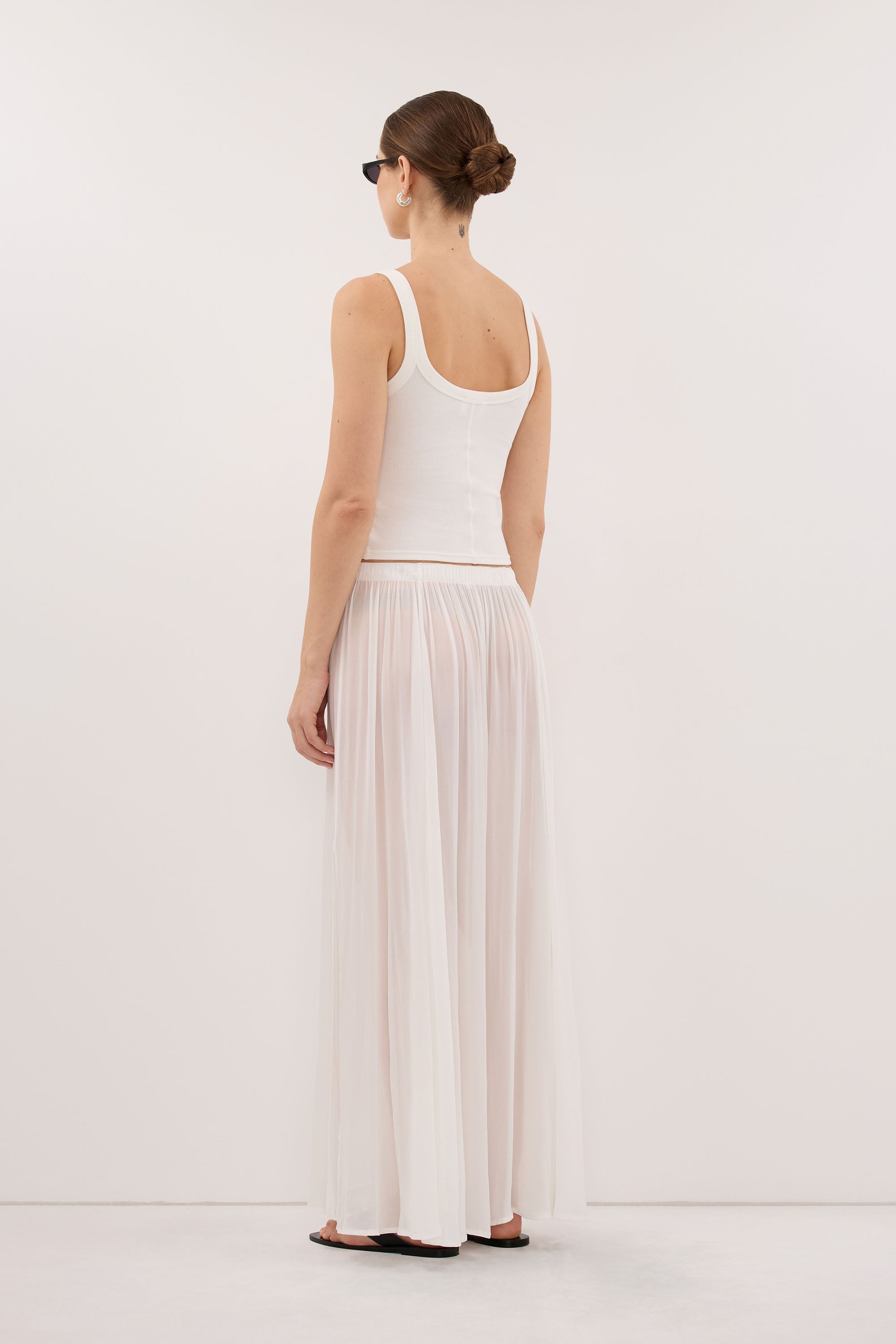 CORALIE OFF WHITE SHEER MIDI SKIRT
