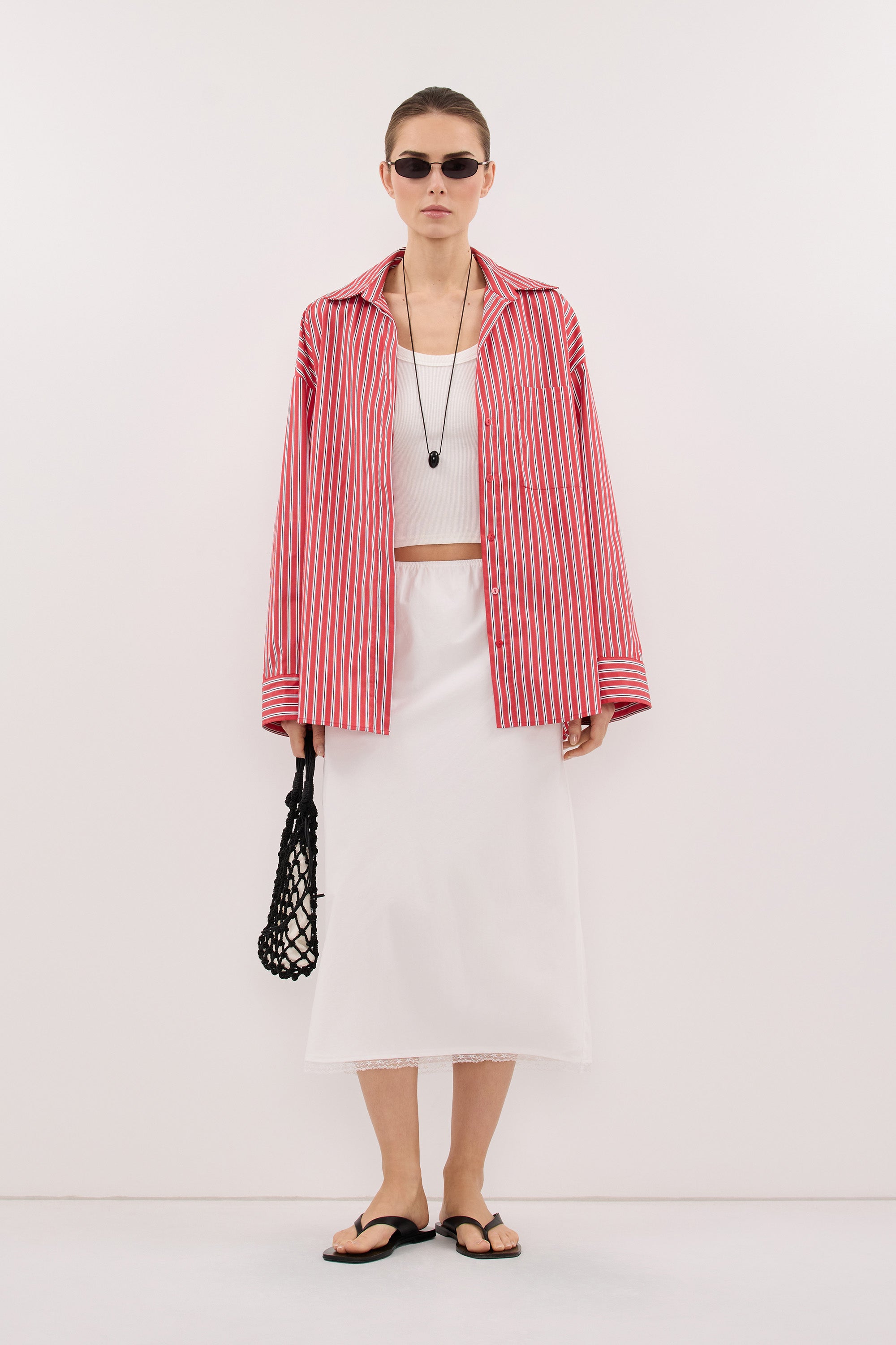 ROSIN WHITE KNEE LENGTH SKIRT