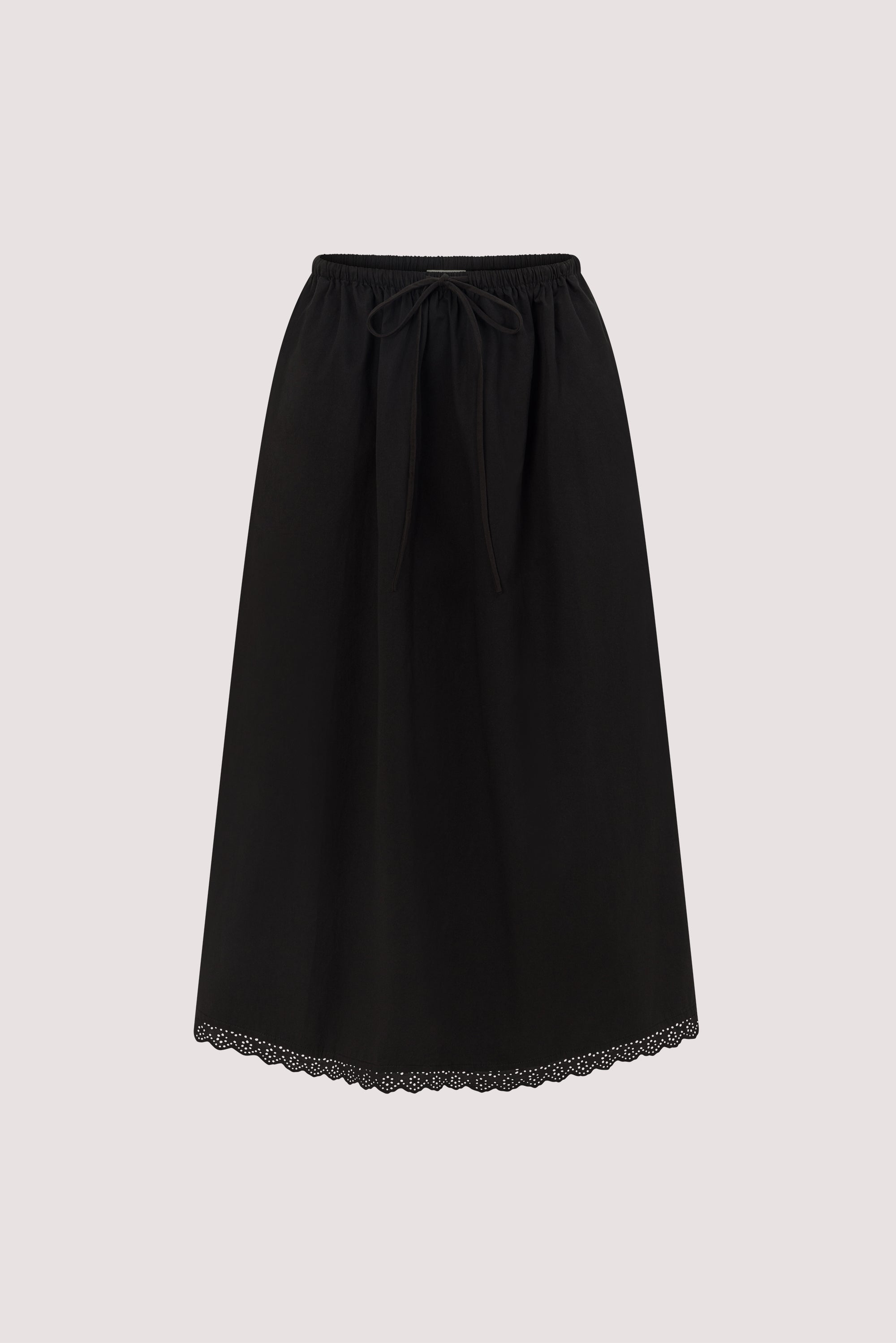 ARLETTE BLACK COTTON GATHERED 7/8 SKIRT