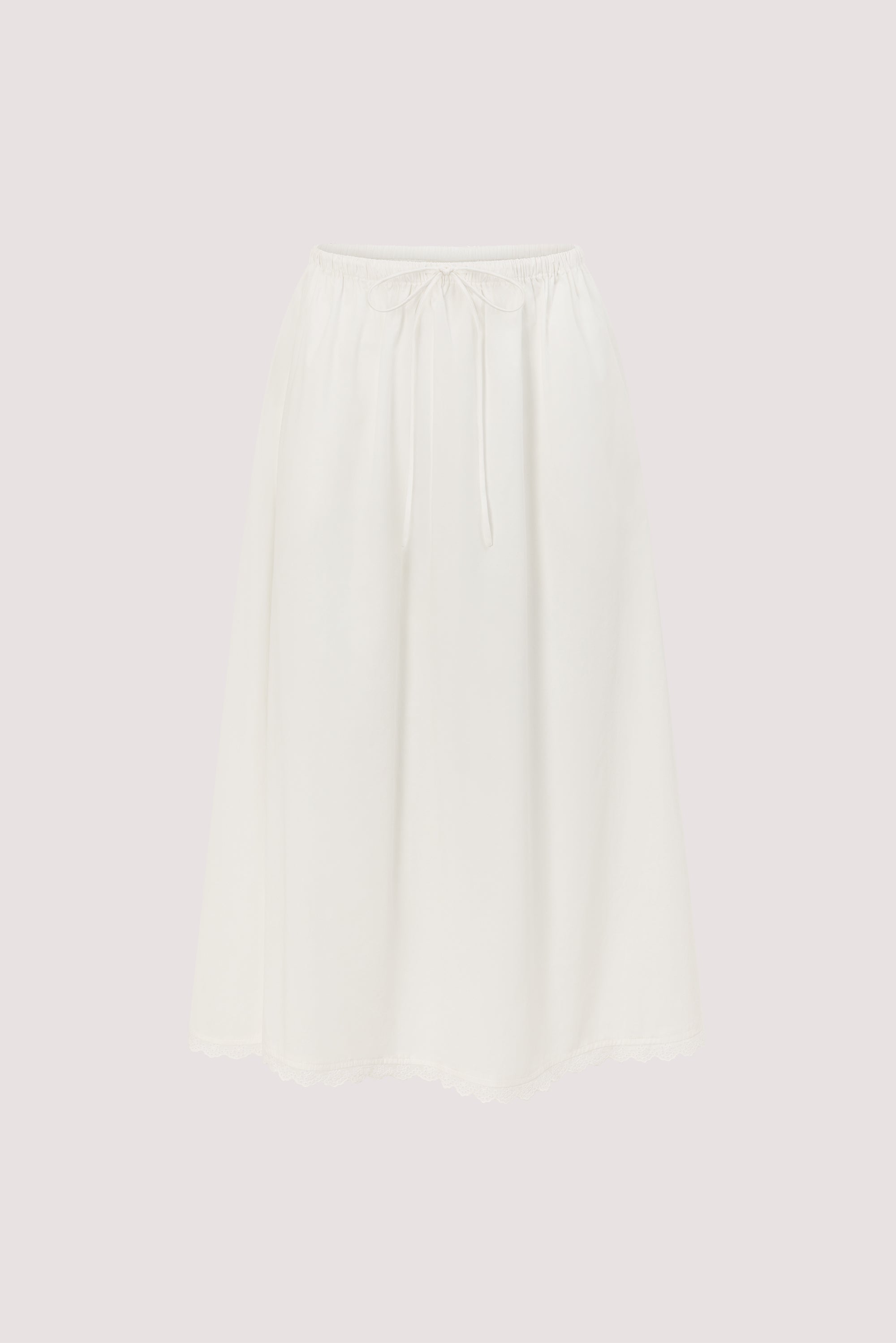 ARLETTE WHITE COTTON GATHERED 7/8 SKIRT