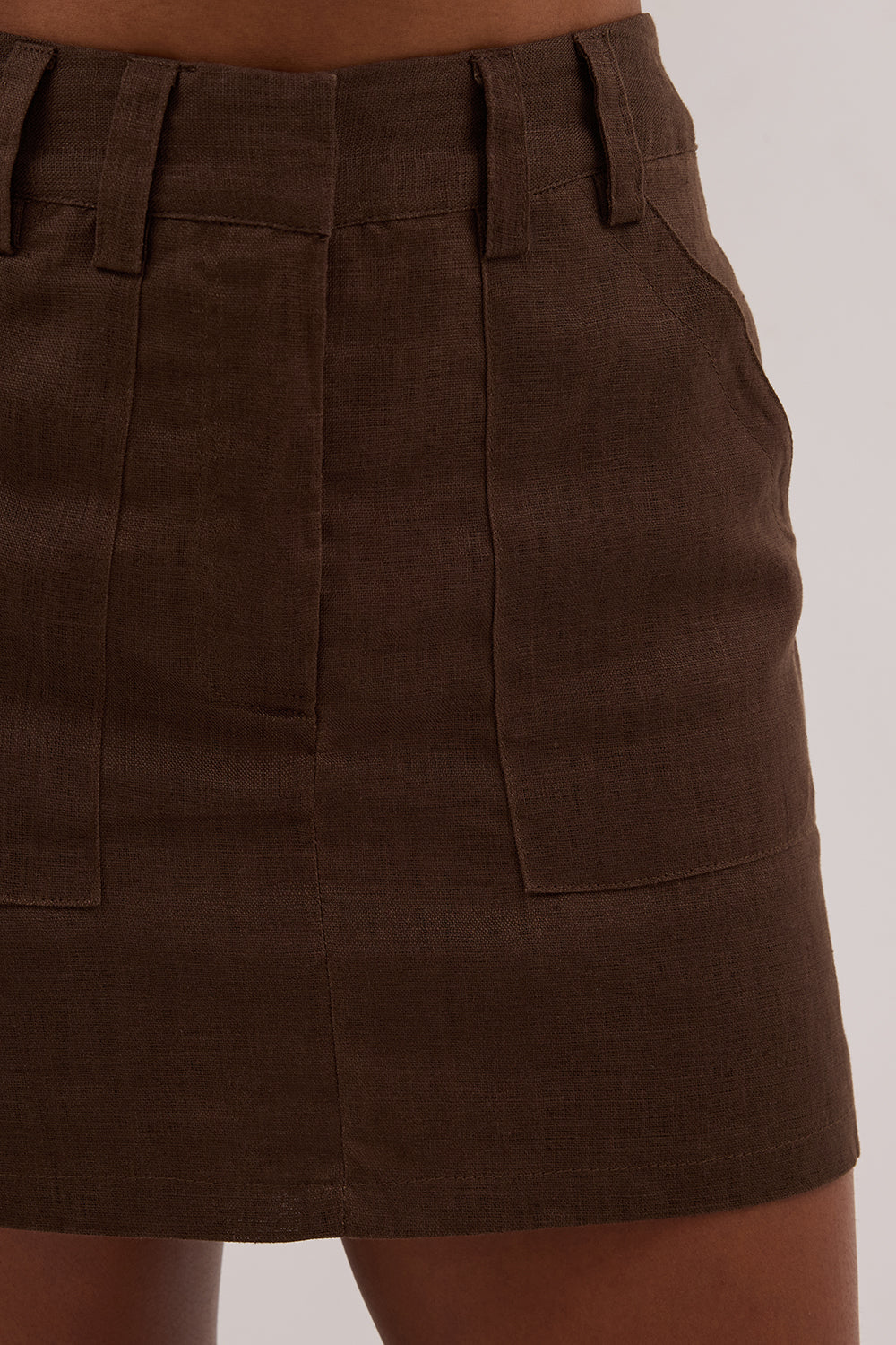 EVA BITTER CHOC LINEN SKORT
