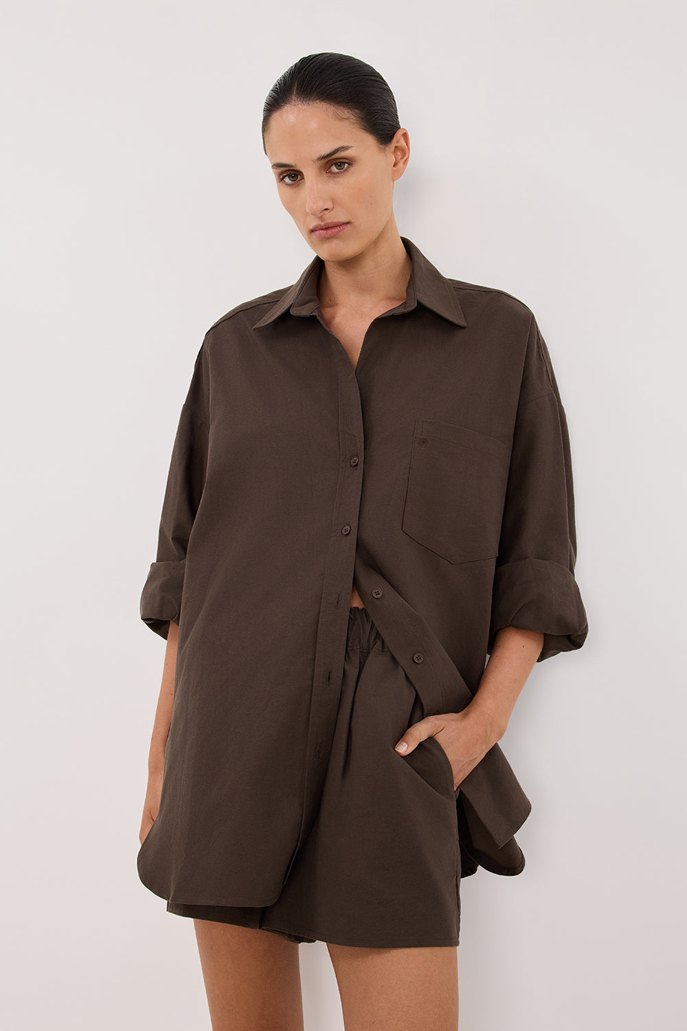 RHEA BITTER CHOC COTTON SHORT