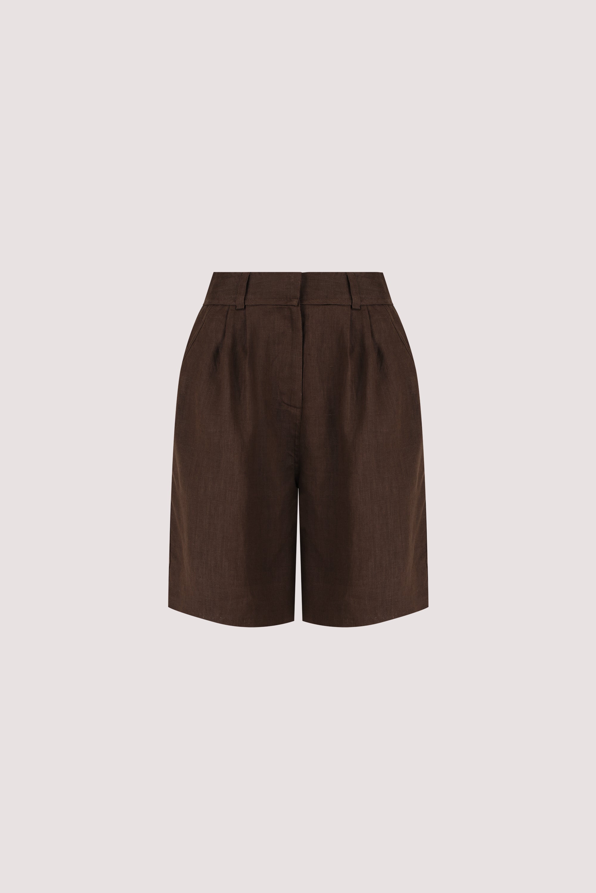 KAYLA BITTER CHOC LINEN BERMUDA SHORT
