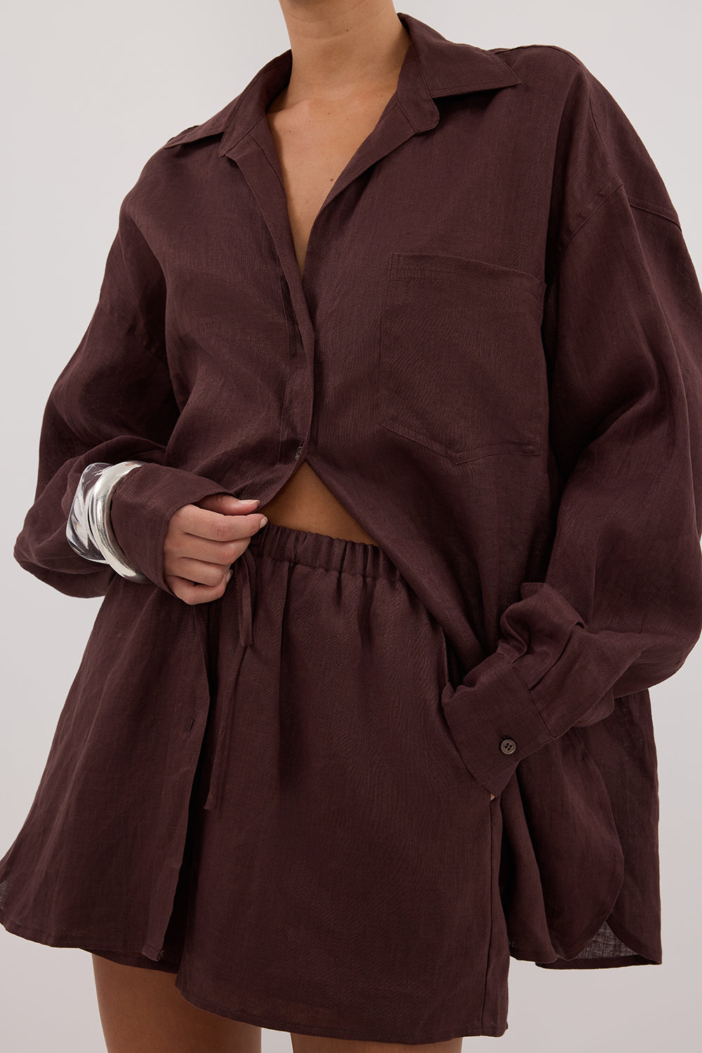 LUNE WALNUT LINEN SHORT