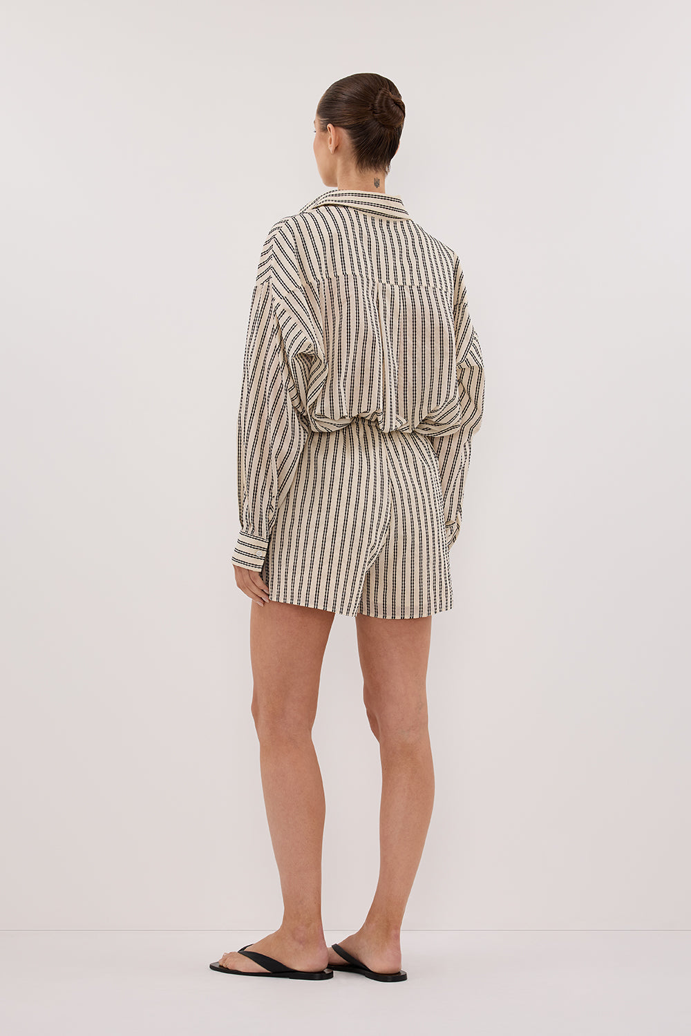 ELLIE CREAM STRIPE DRAWSTRING SHORTS