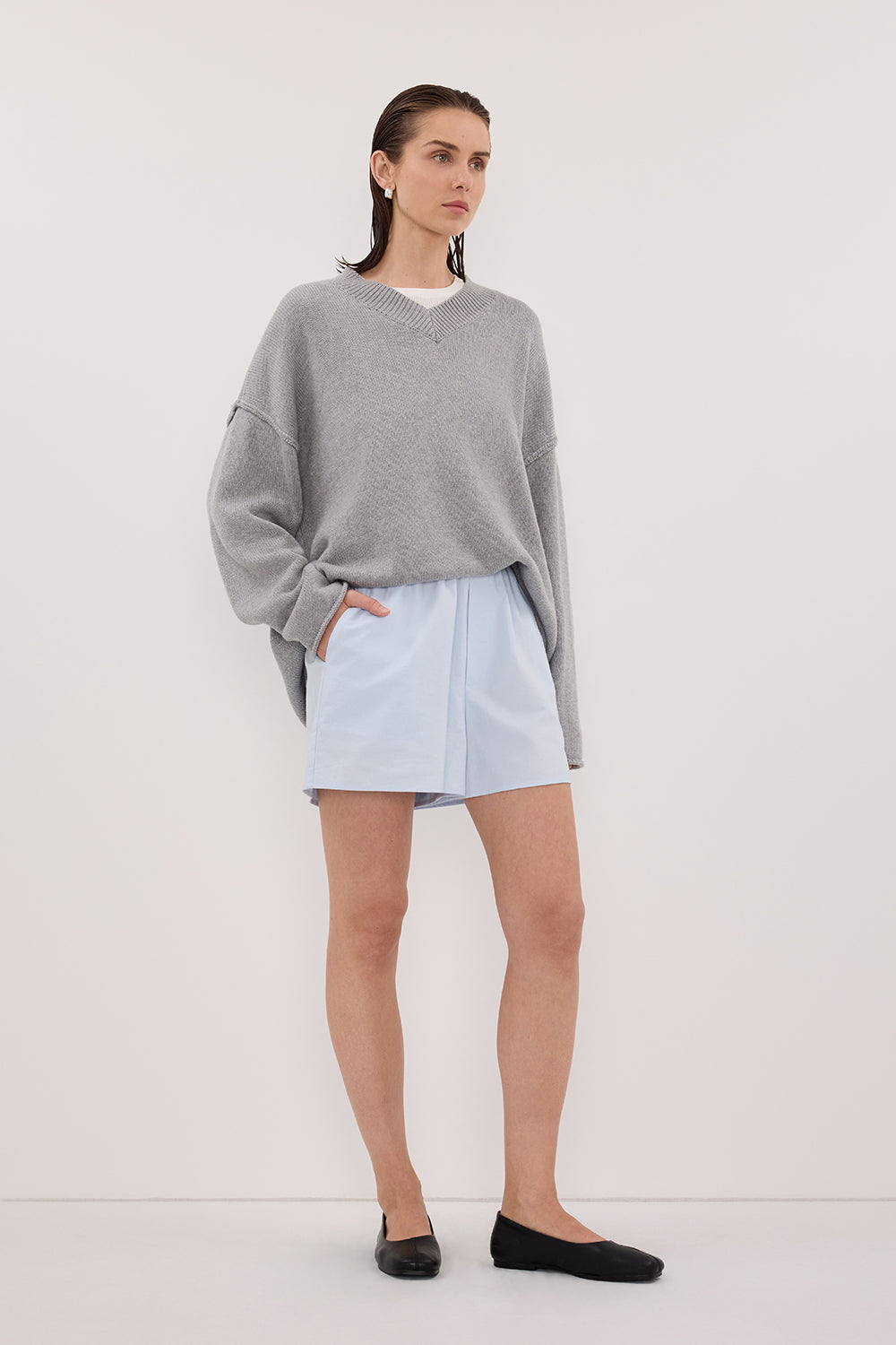 RHEA 2.0 ICE BLUE COTTON SHORT