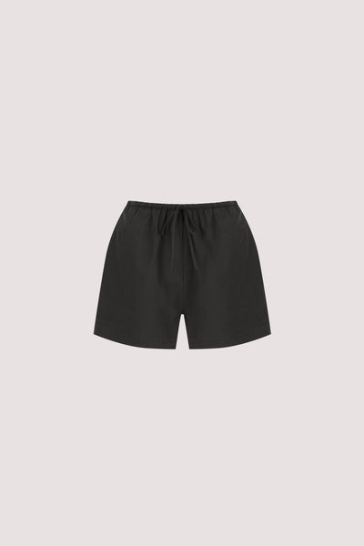 Kristen wearing SOMMER BLACK POPLIN SHORT