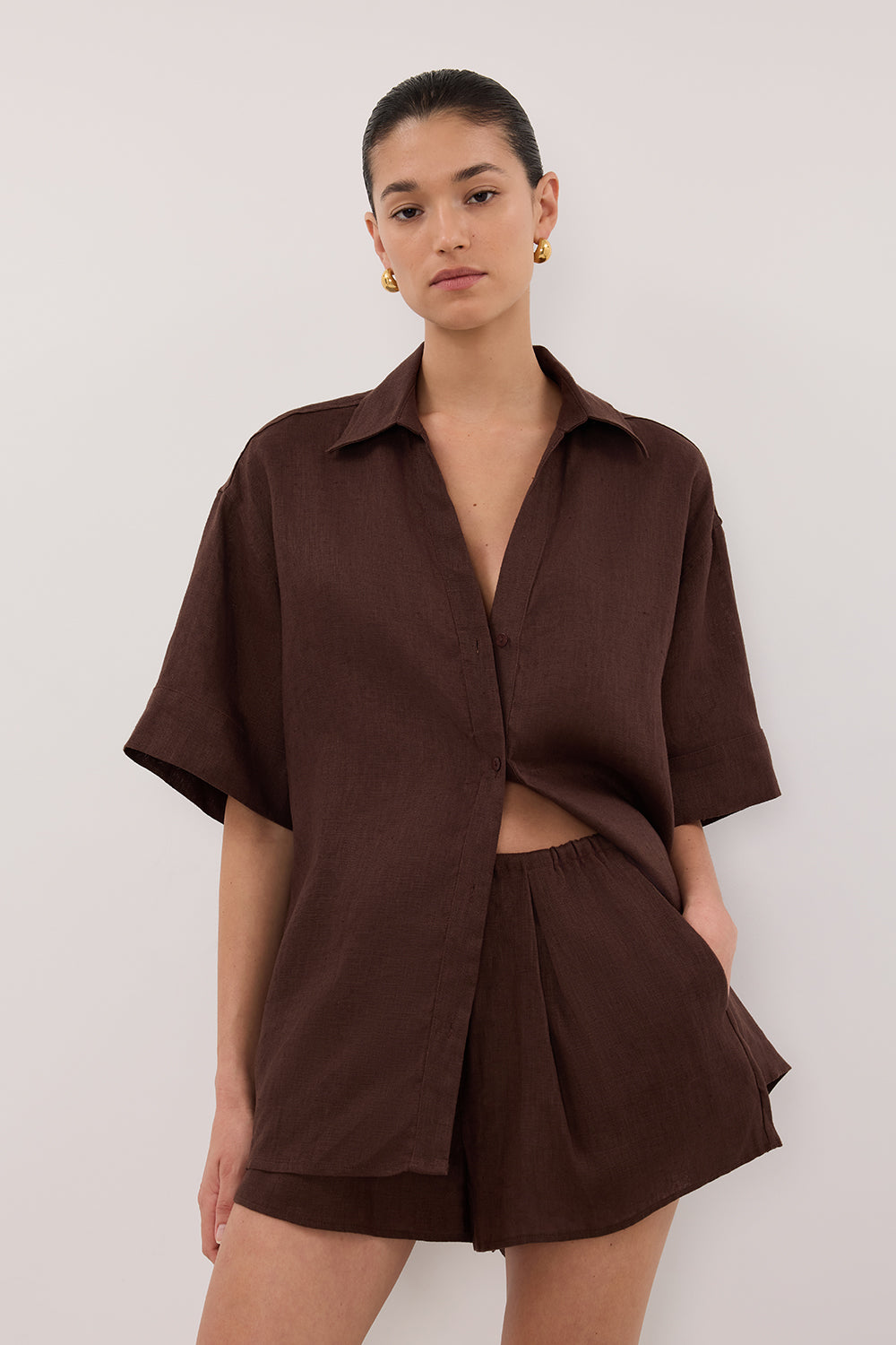 HELENA COCOA LINEN SHORT