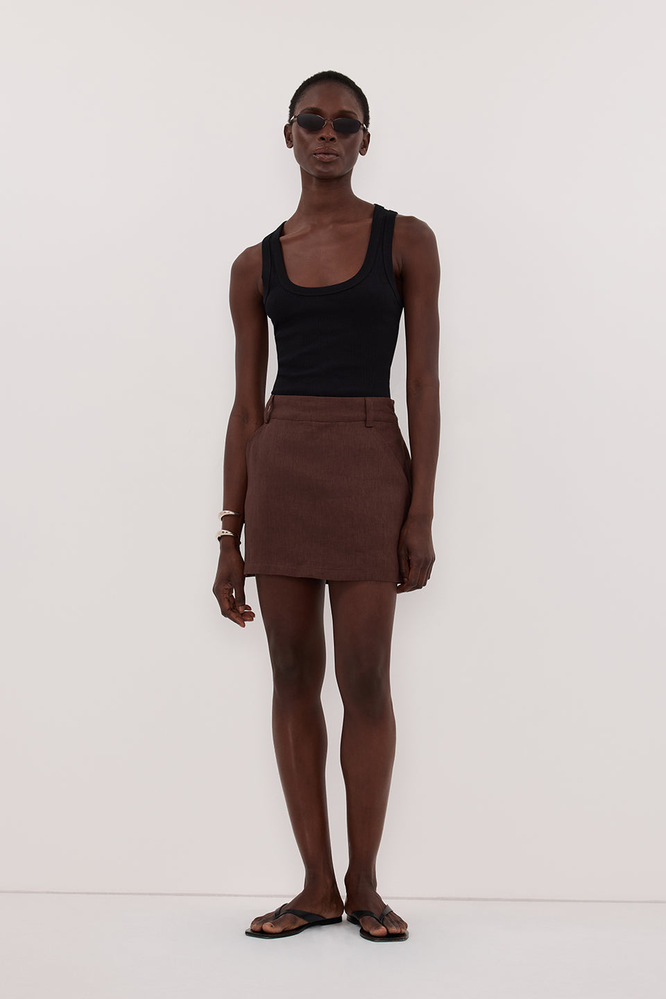 EVIE COCOA LINEN SKORT