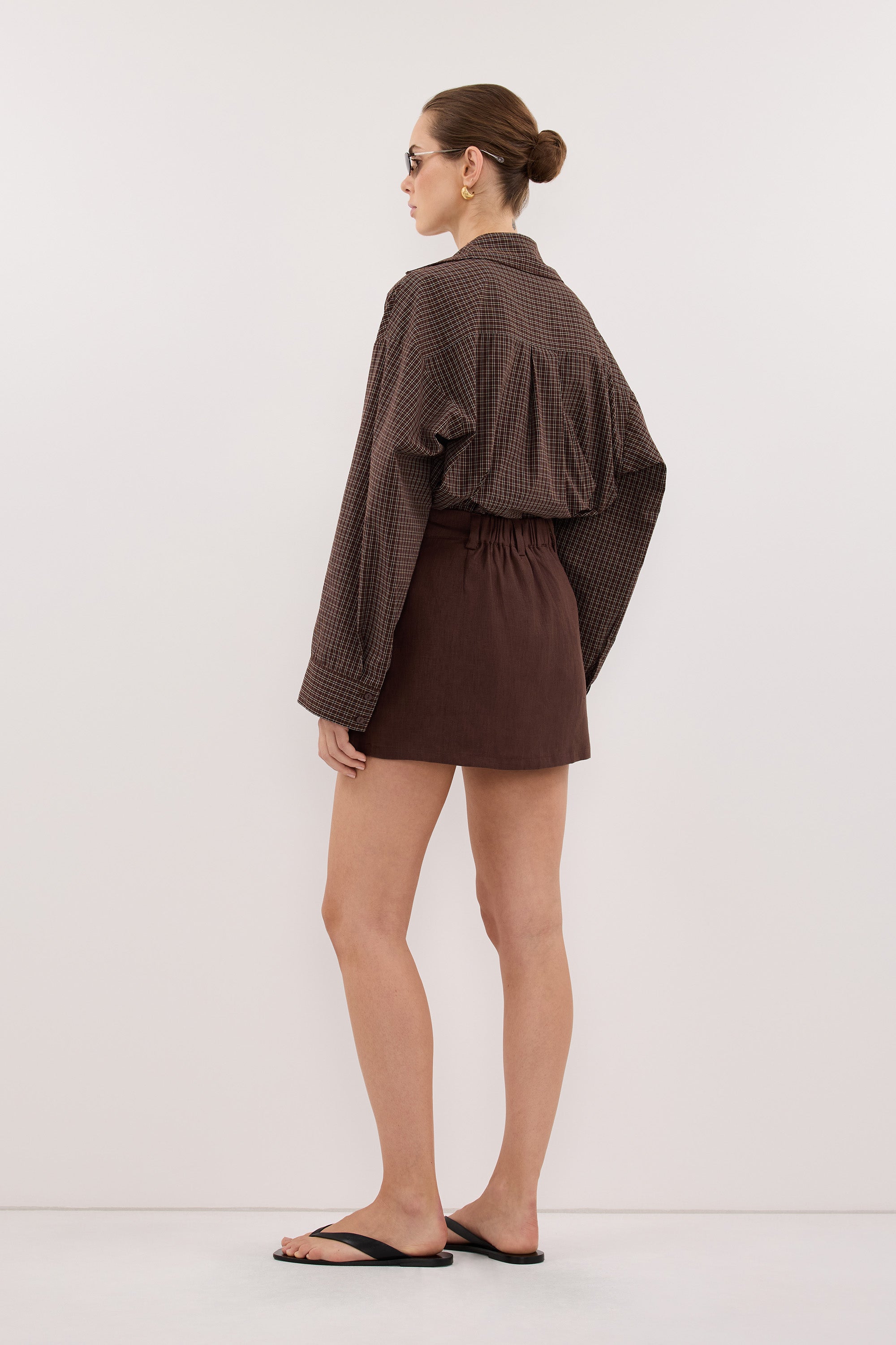 EVIE COCOA LINEN SKORT