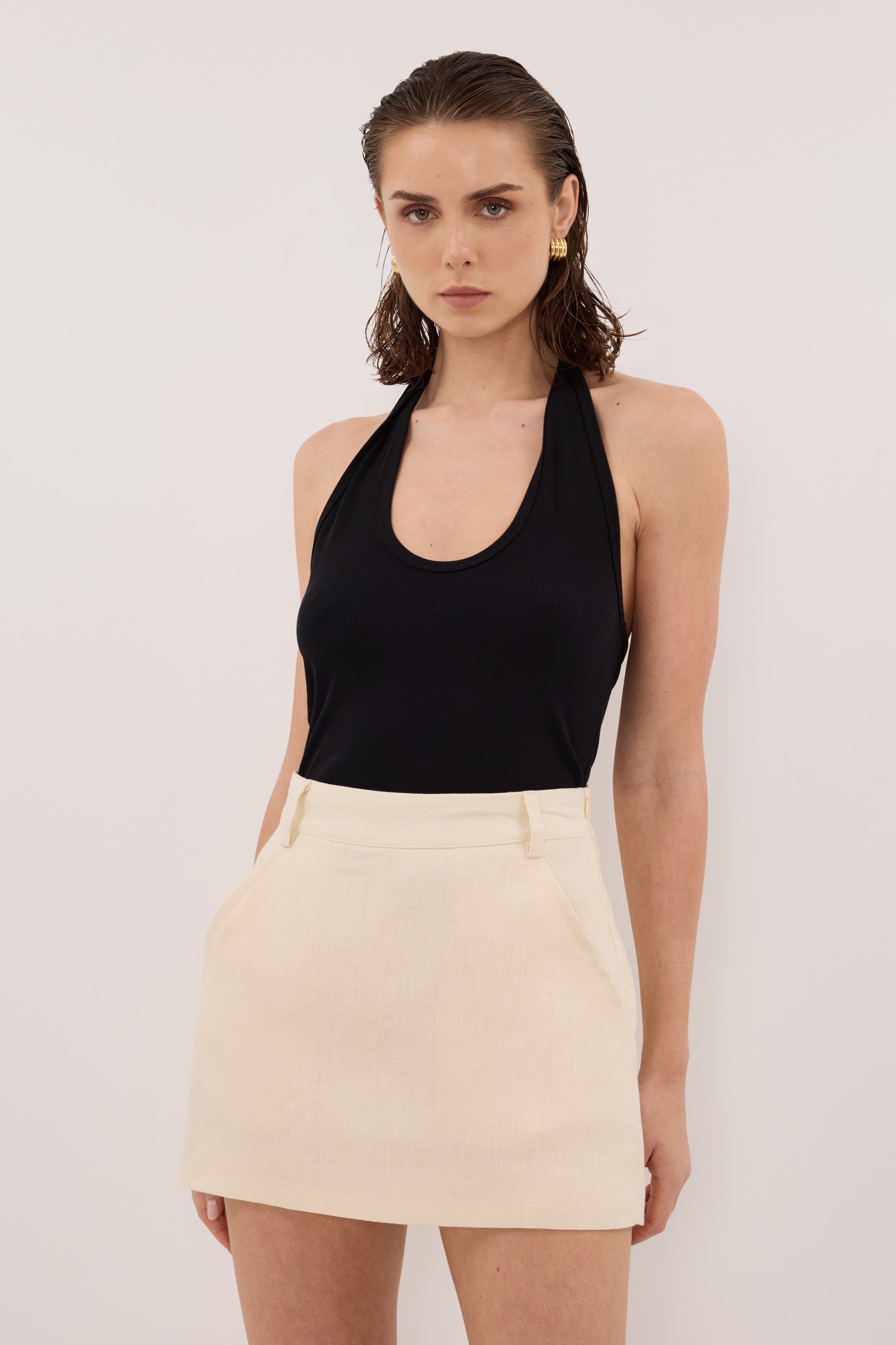 EVIE STRAW LINEN SKORT