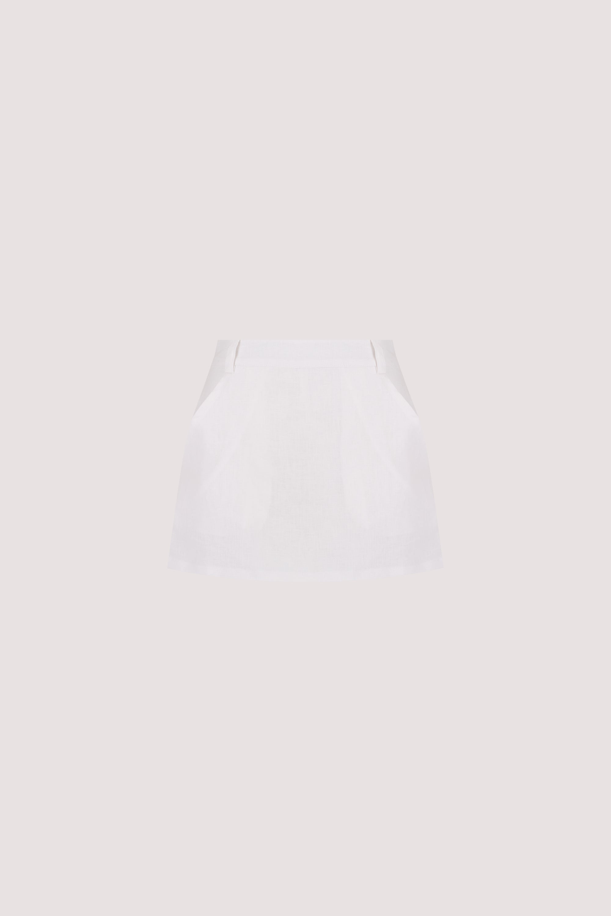 EVIE WHITE LINEN SKORT