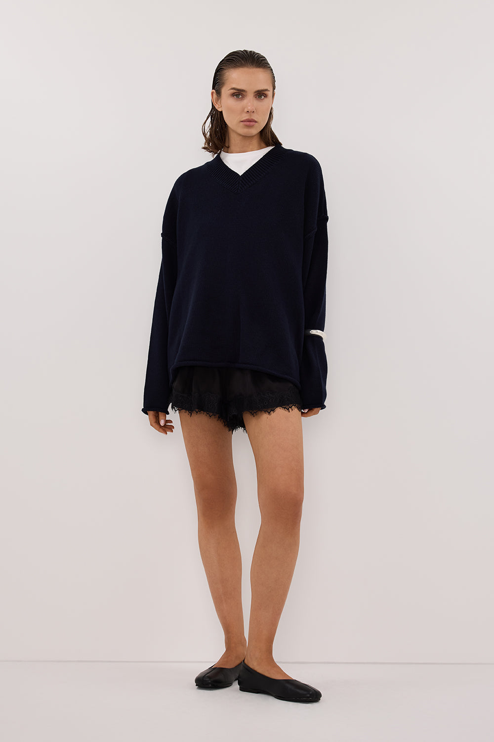 ANDREA BLACK CUPRO LACE SHORT