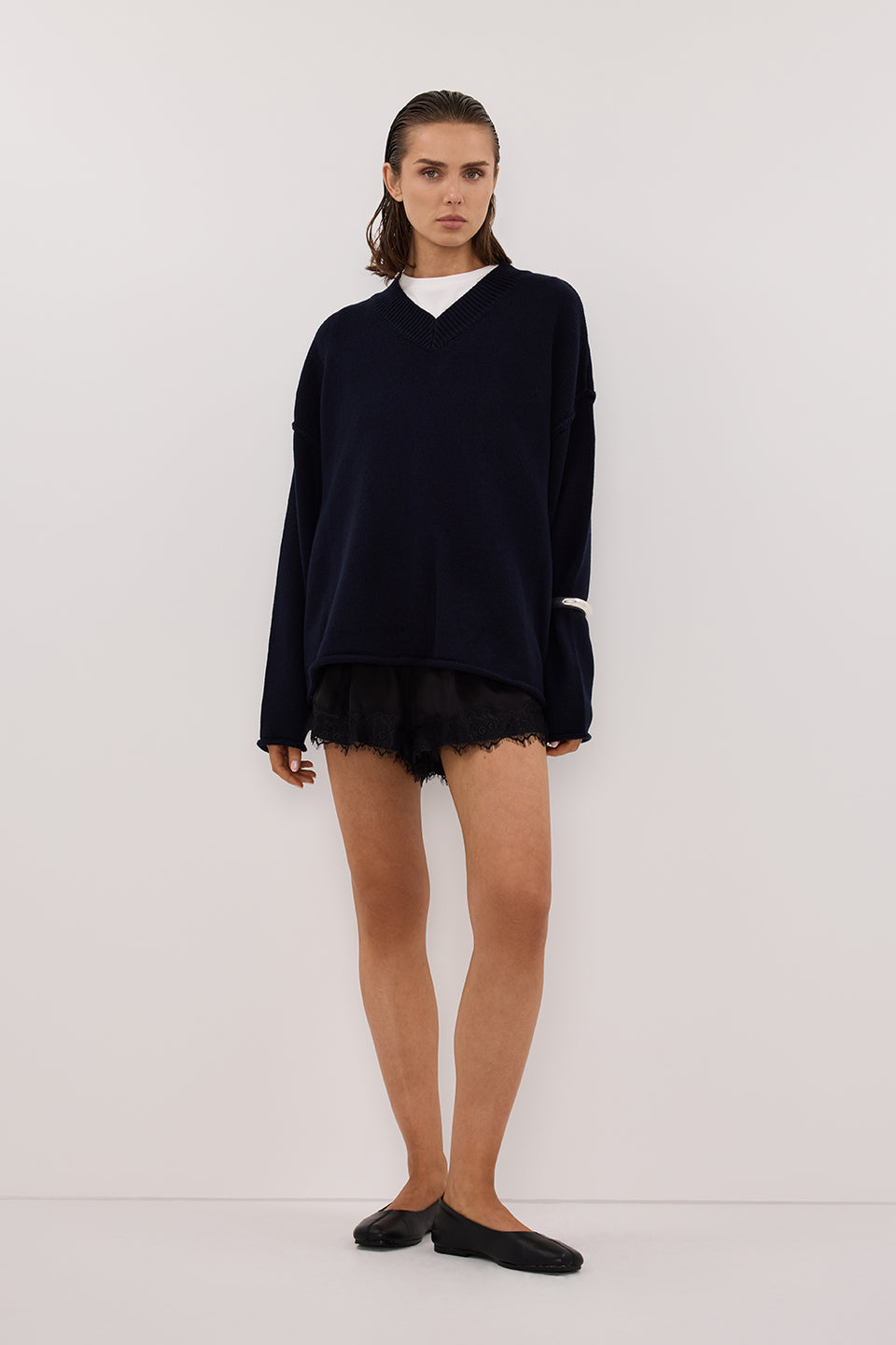 ANDREA BLACK CUPRO LACE SHORT