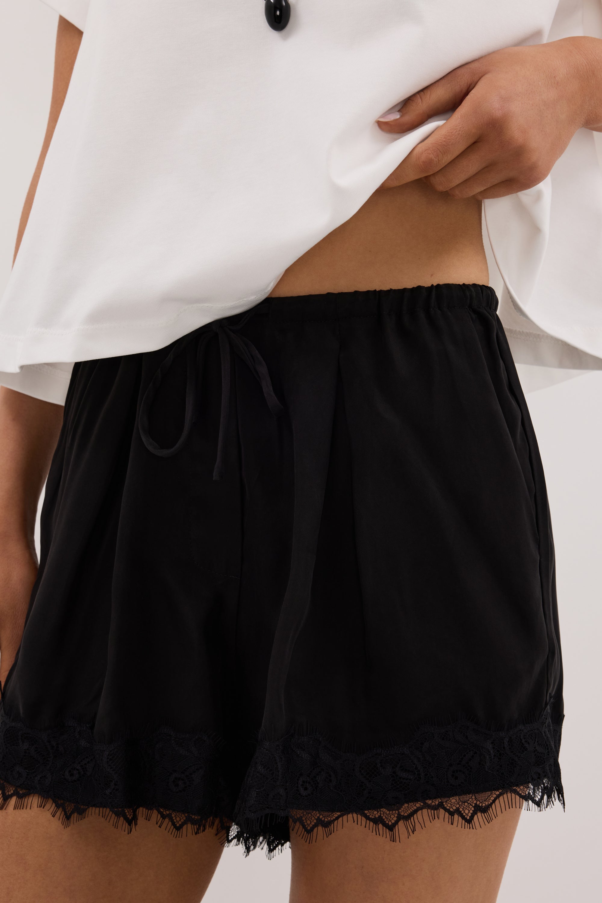 ANDREA BLACK CUPRO LACE SHORT – DISSH
