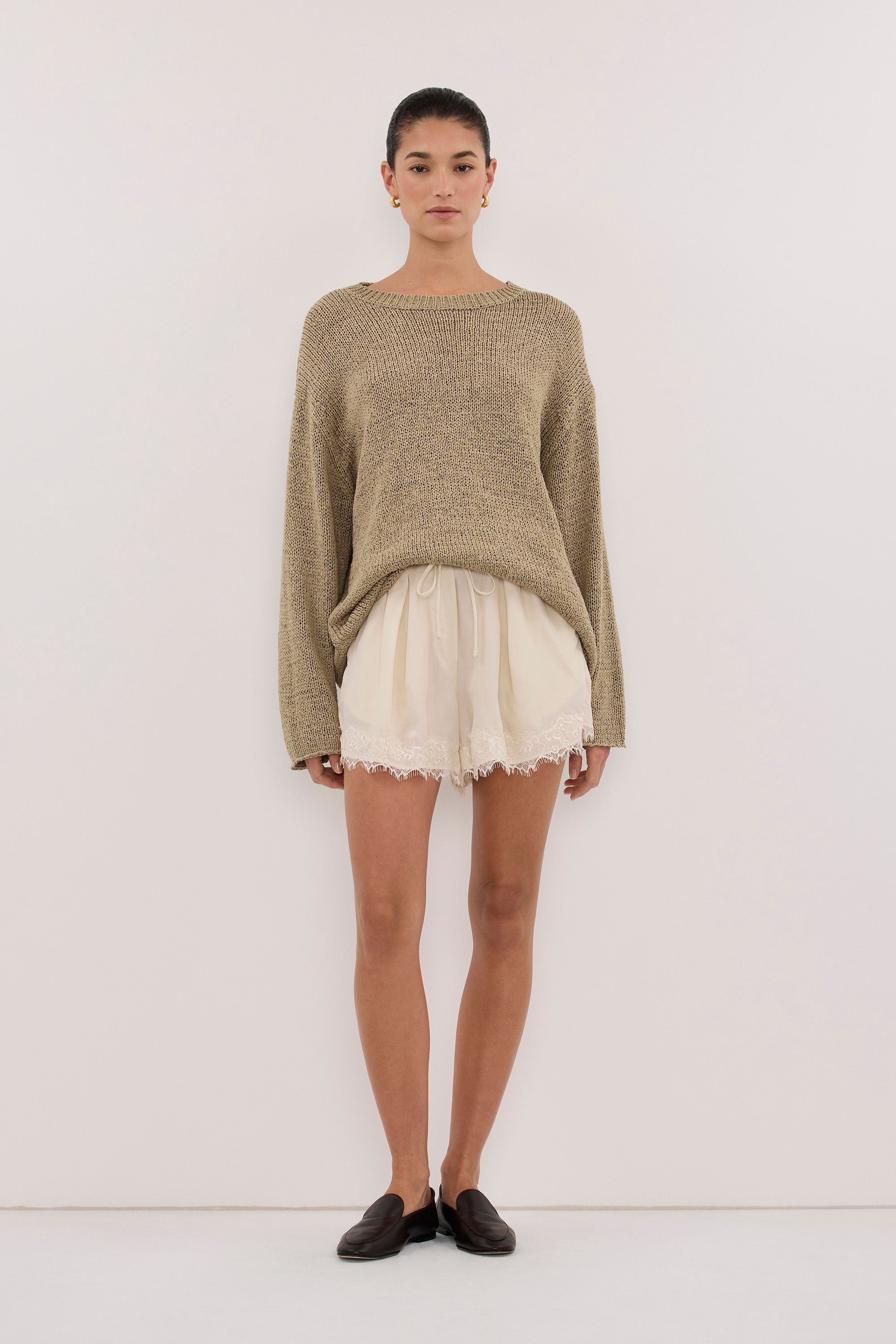 ANDREA SANDSTONE CUPRO LACE SHORT