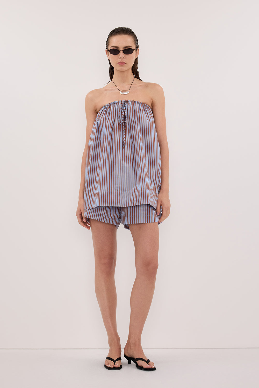 HARRI STRIPE COTTON BLEND SHORTS