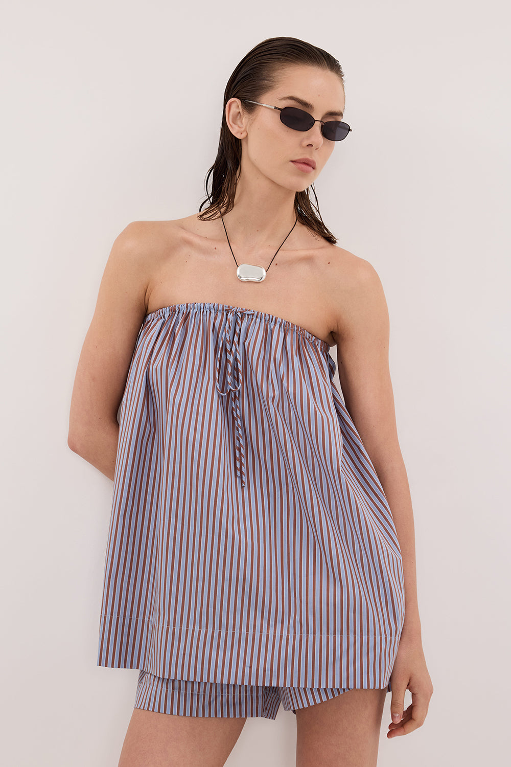 HARRI STRIPE COTTON BLEND SHORTS