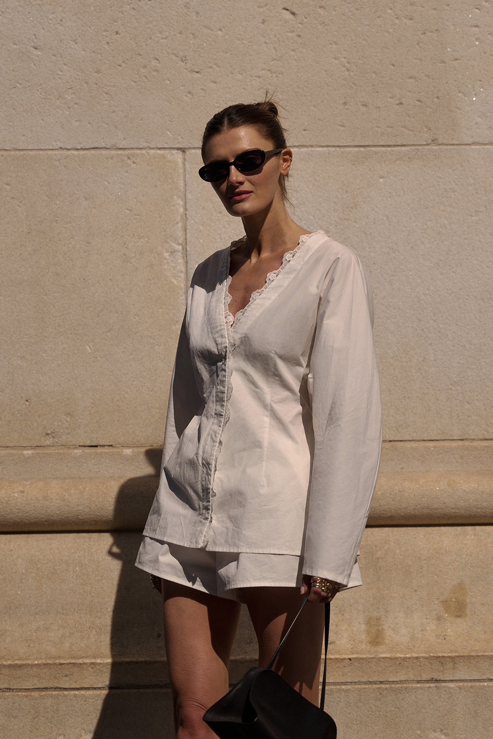 EDENA WHITE COTTON SHORT