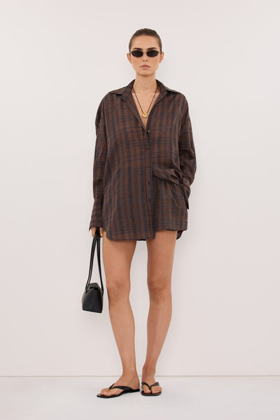 Stas wearing PETRA CHOC CHECK SHORT