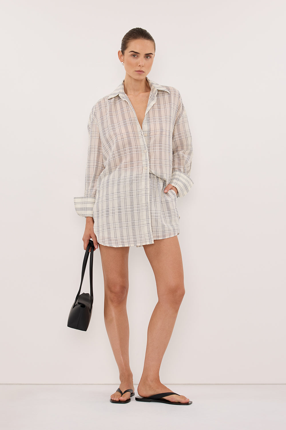 PETRA OFF WHITE CHECK SHORT