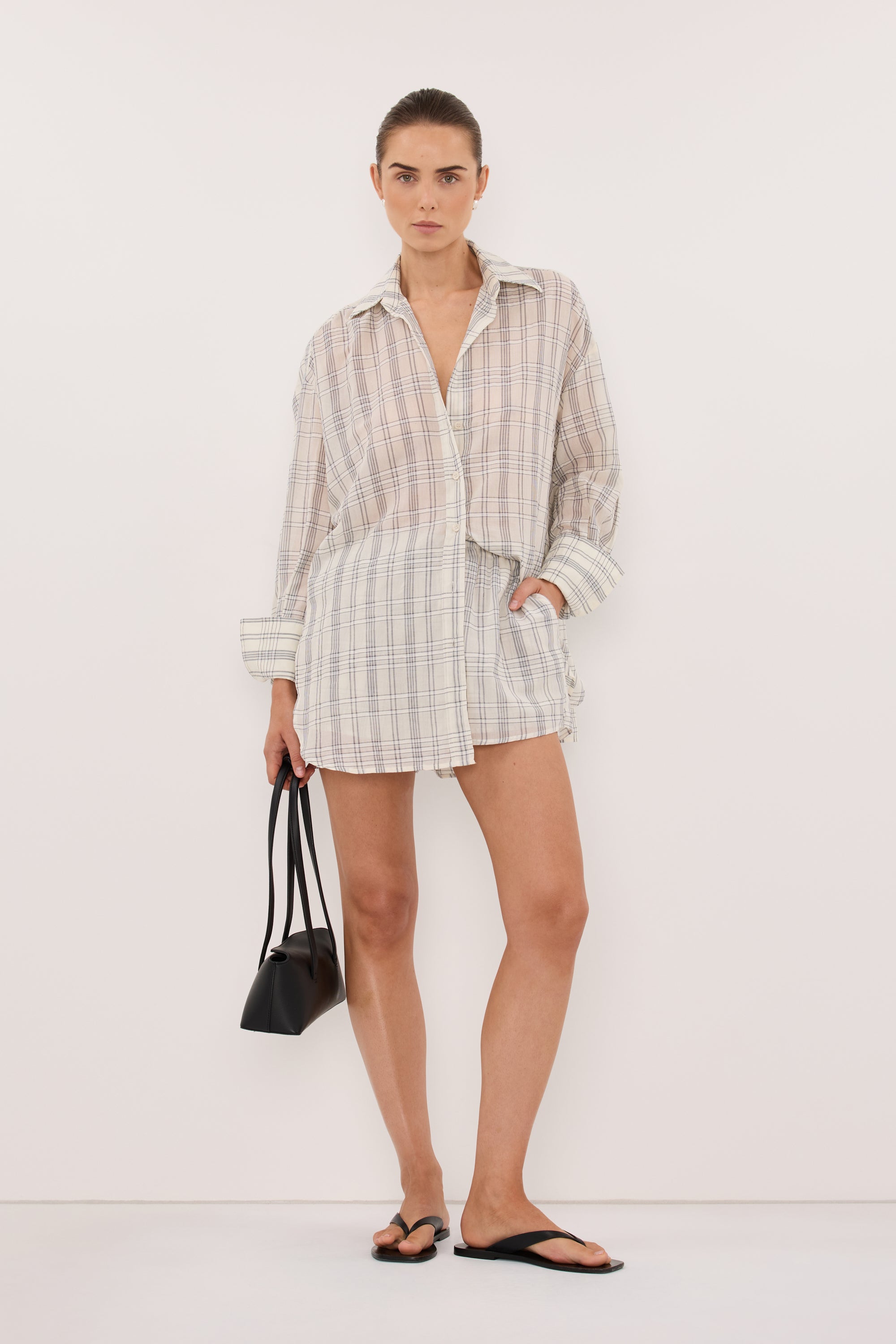 PETRA OFF WHITE CHECK SHORT