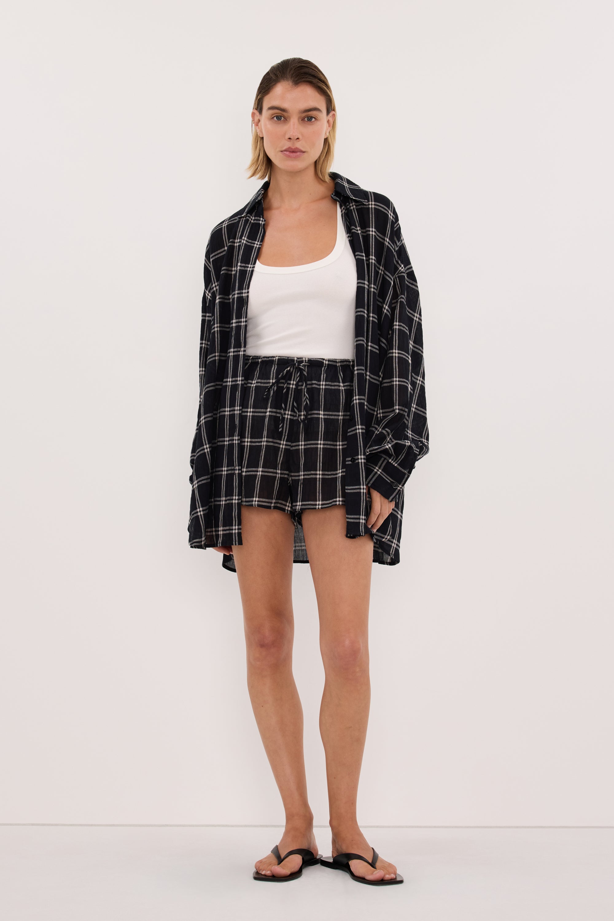 ANNALISE BLACK CHECK MICRO SHORT