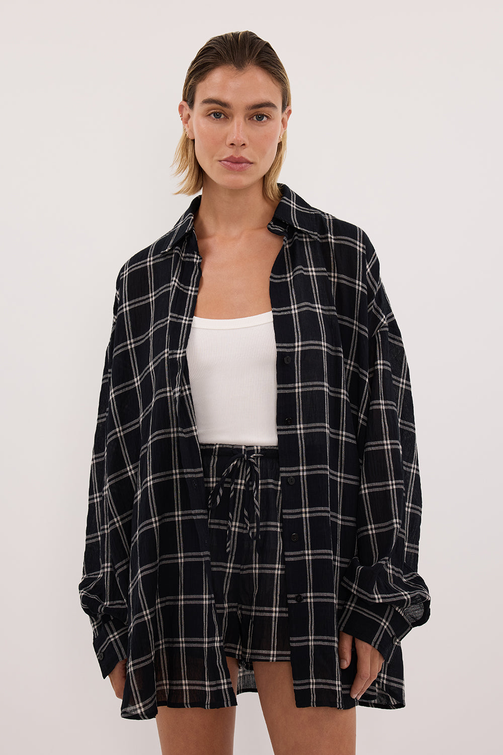 ANNALISE BLACK CHECK MICRO SHORT