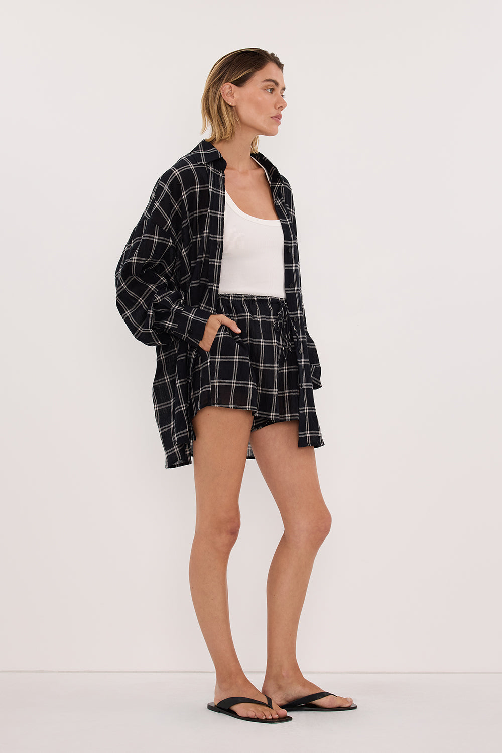 ANNALISE BLACK CHECK MICRO SHORT