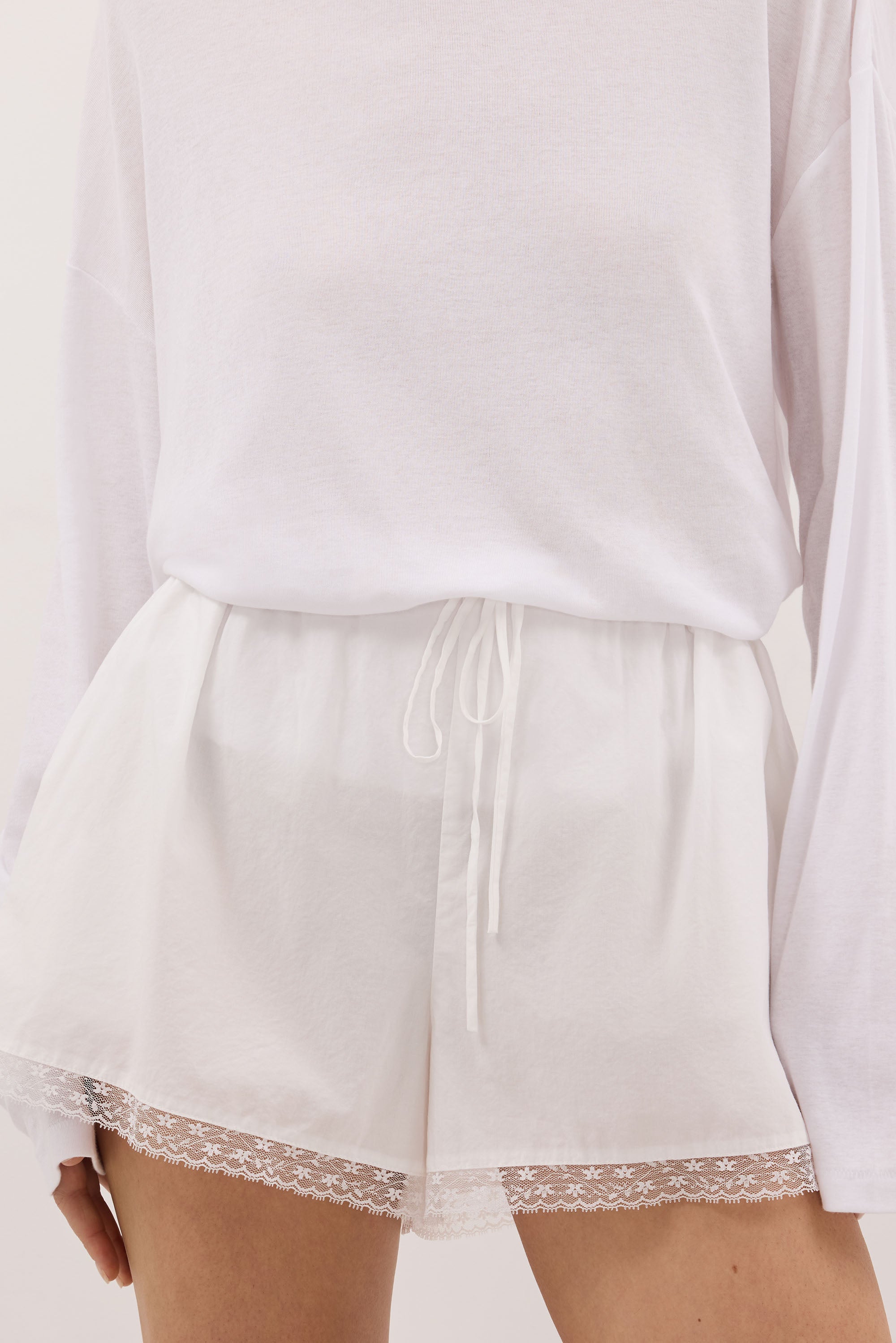 ROSIN WHITE LACE TRIM SHORT - PRE ORDER
