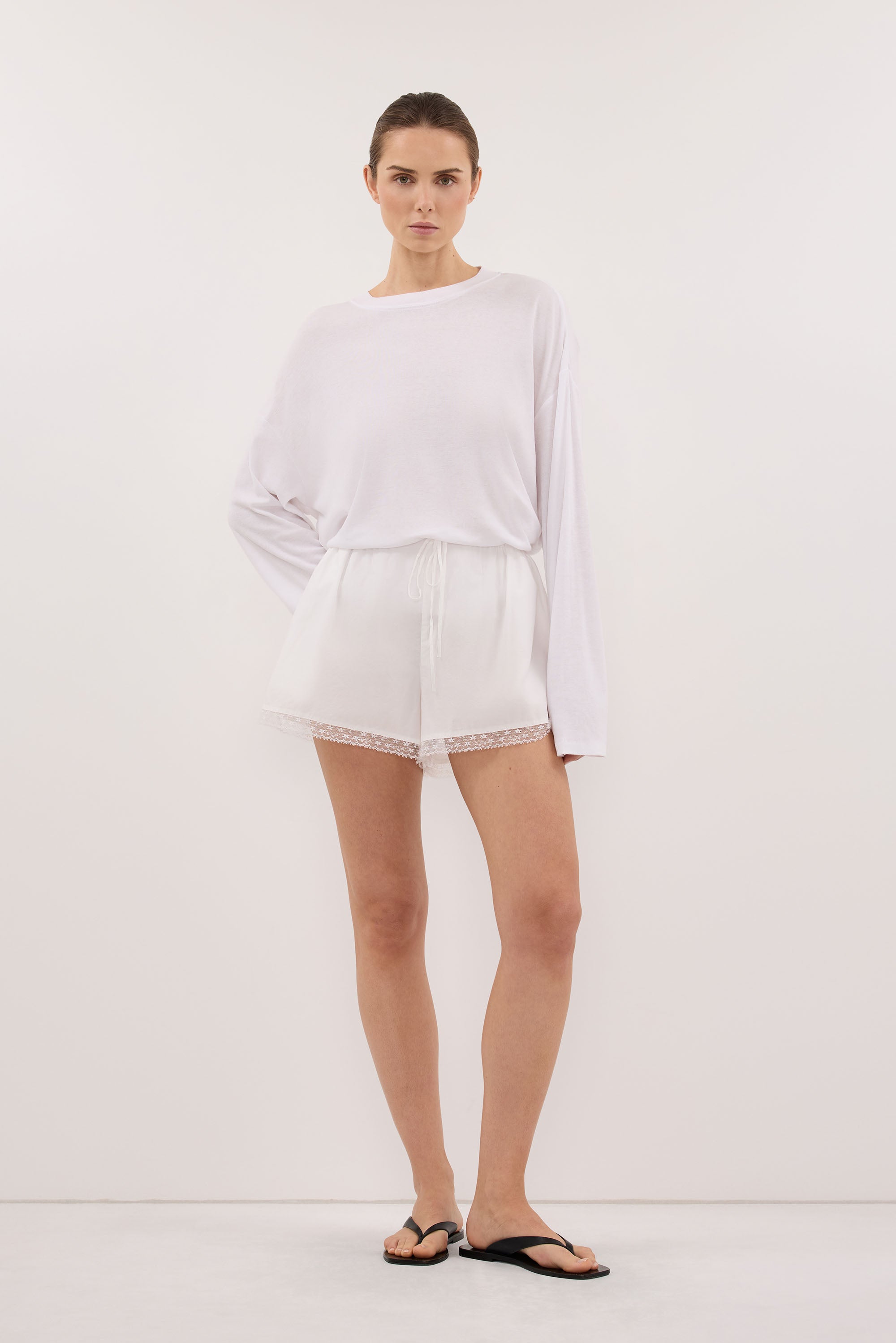ROSIN WHITE LACE TRIM SHORT - PRE ORDER