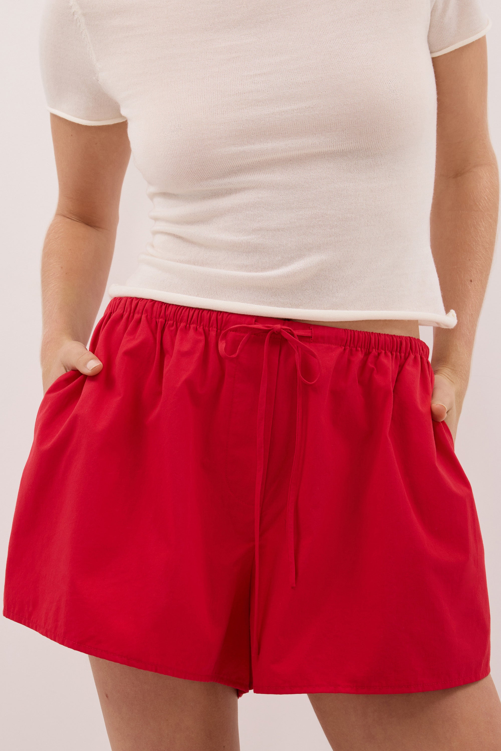 INA RED LIGHTWEIGHT COTTON SHORT - PRE ORDER